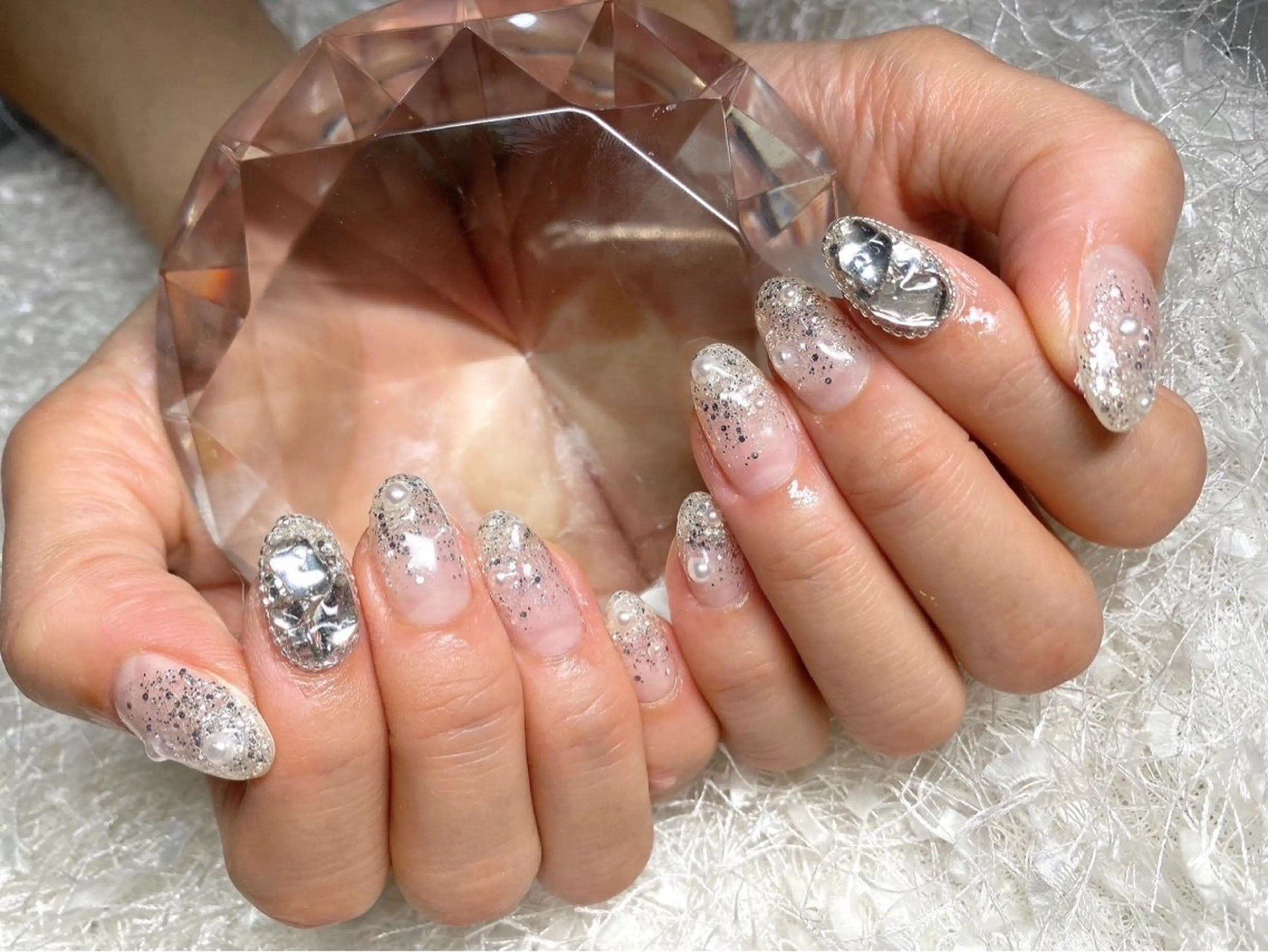 ネイル 長さ出し フレンチネイル ジェルネイル グラデーション ハート ハンドネイル Nail&eye Belire 新宿のネイルデザイン