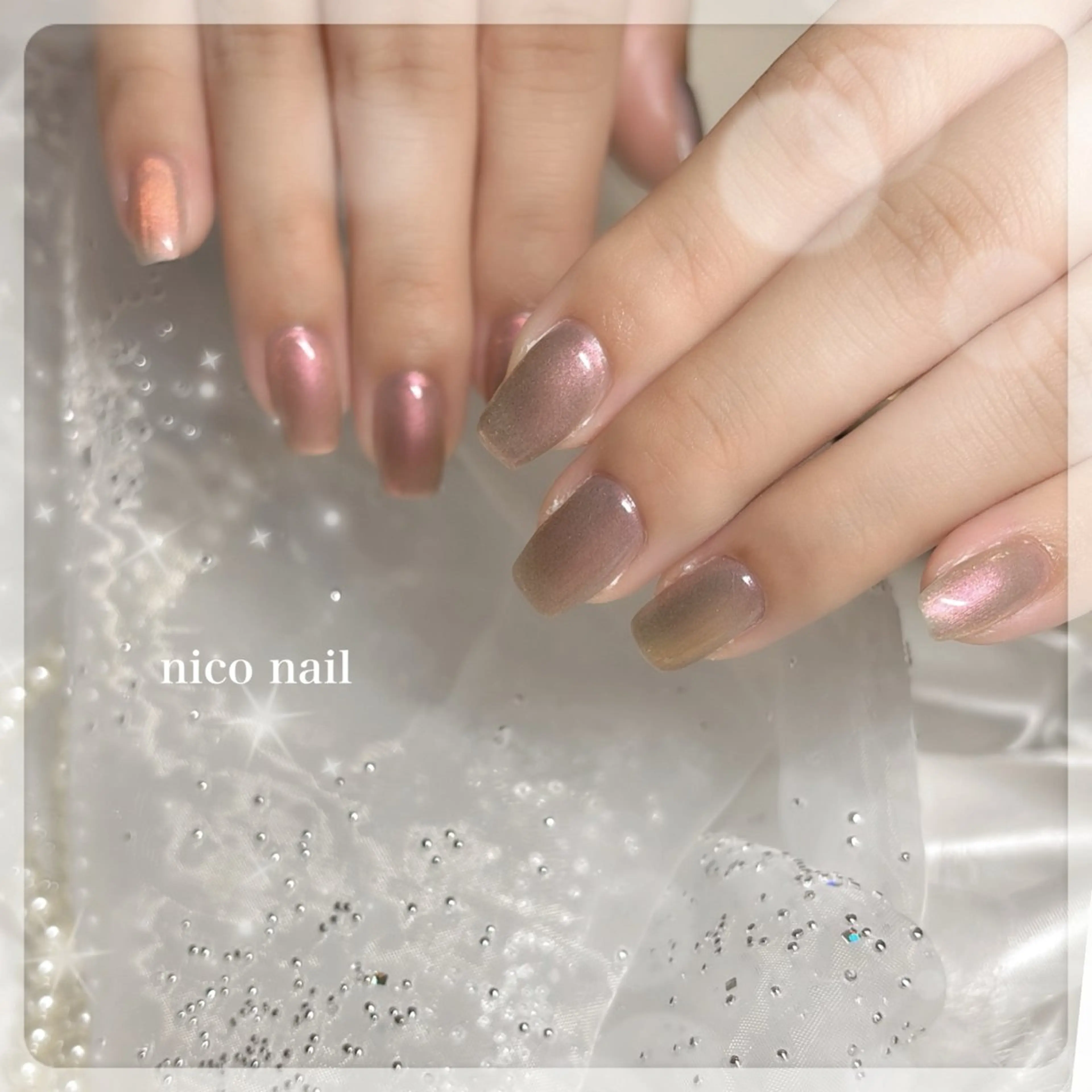 ネイル ガーリー キラキラネイル 韓国ネイル ラメ(グリッター) マグネットネイル 三鷹🎀韓国ネイル/ niconail🪄のネイルデザイン