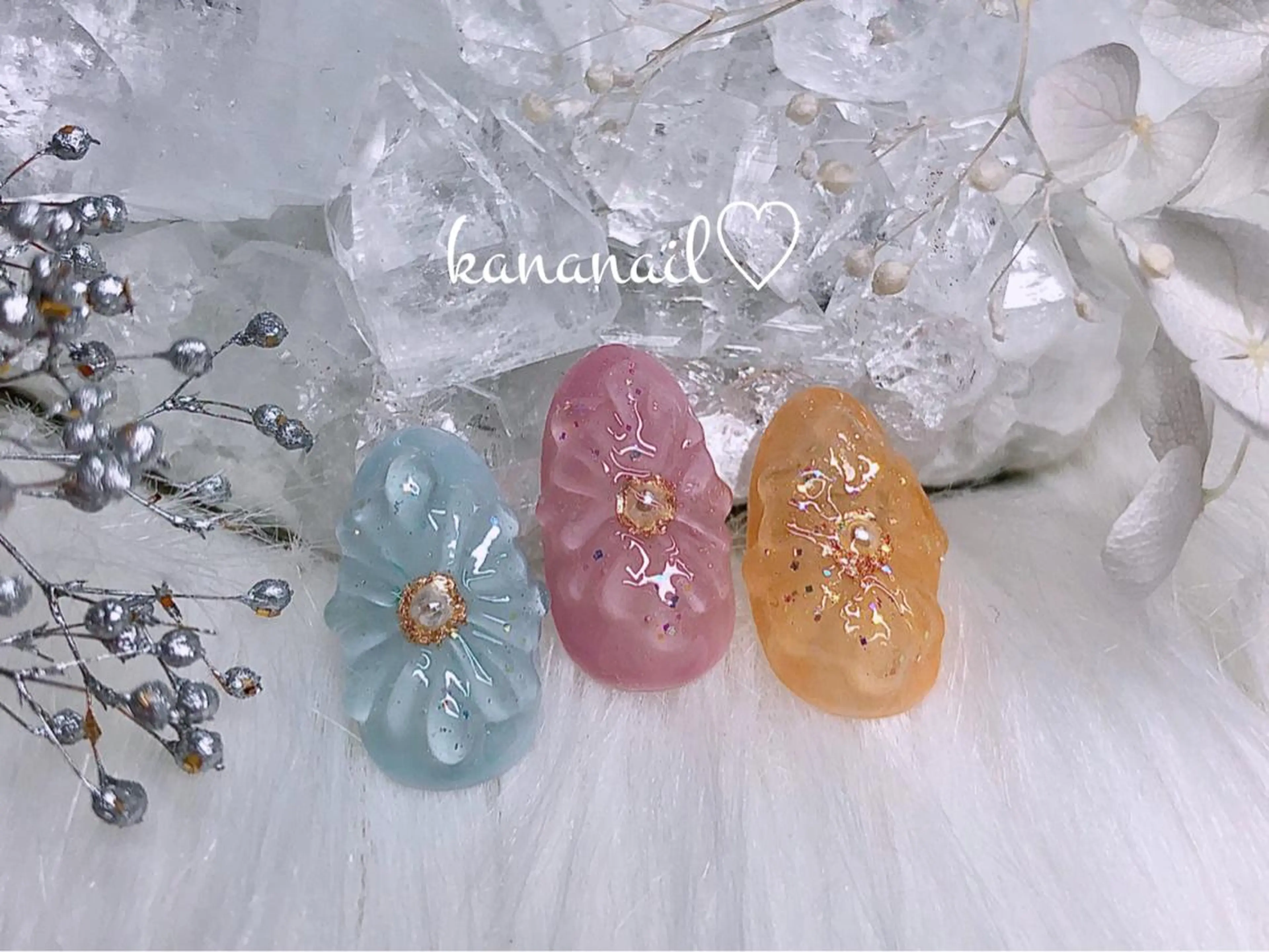 ネイル フラワーネイル ぷっくりネイル kananail ♡のネイルデザイン