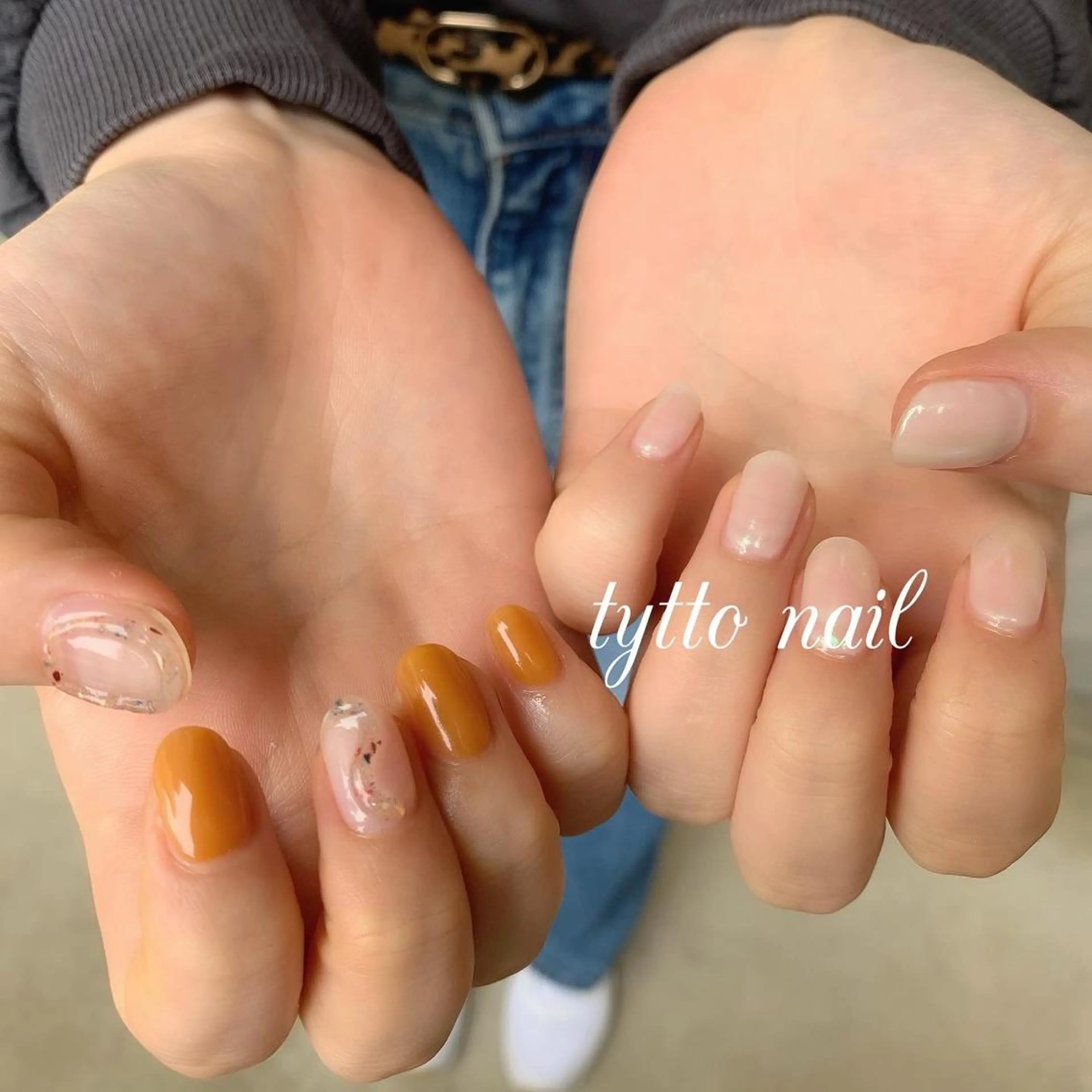 ネイル オーロラネイル オレンジ ぷっくりネイル シンプルネイル 夏ネイル ハンドネイル tytto nail ❤︎‪‪eri‪‪のネイルデザイン