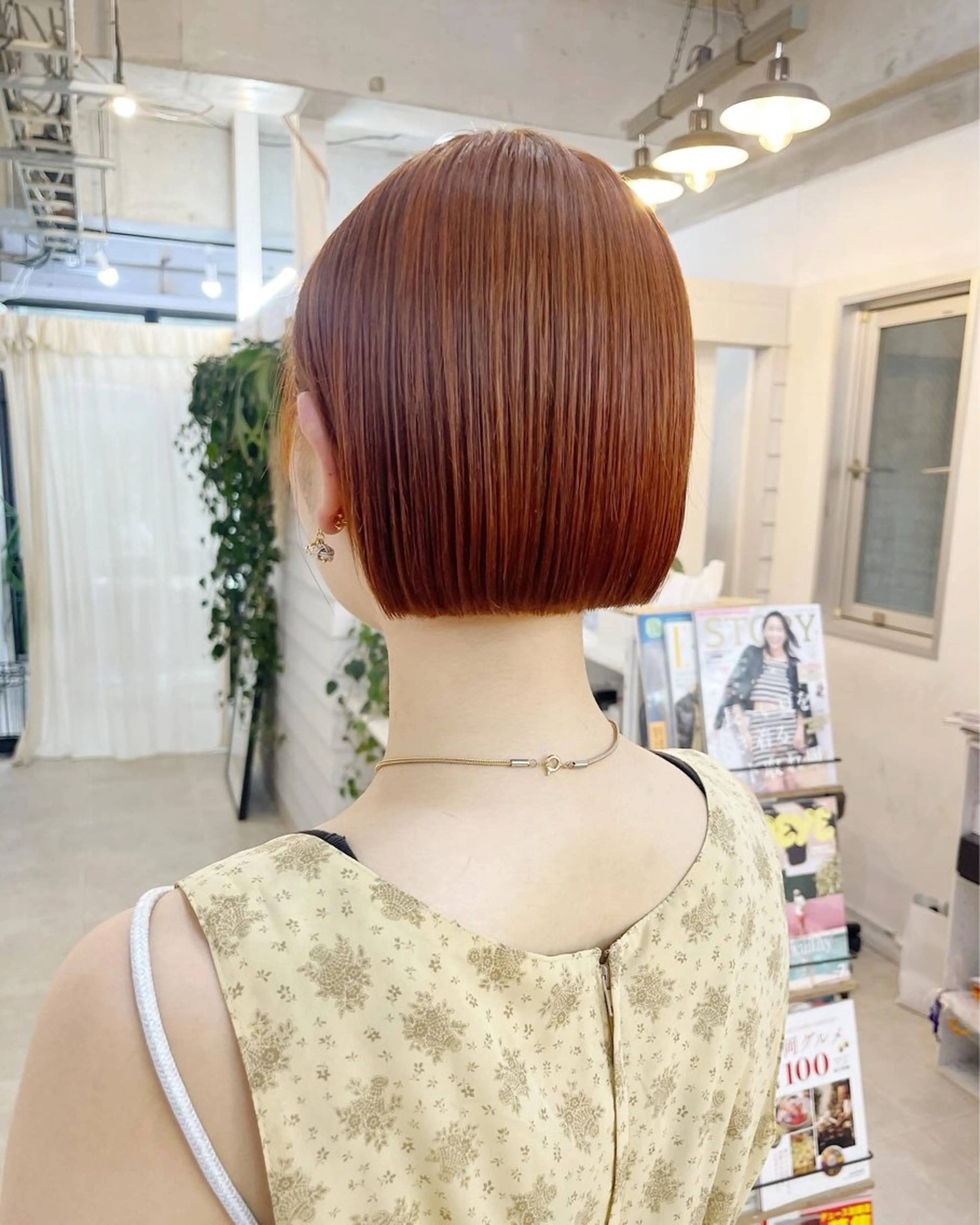 ミディアム カラー ブラウンカラー ダブルカラー オレンジ オレンジブラウン ヘアカラー トリートメント AiM 大名　似合わせカットのヘアスタイル