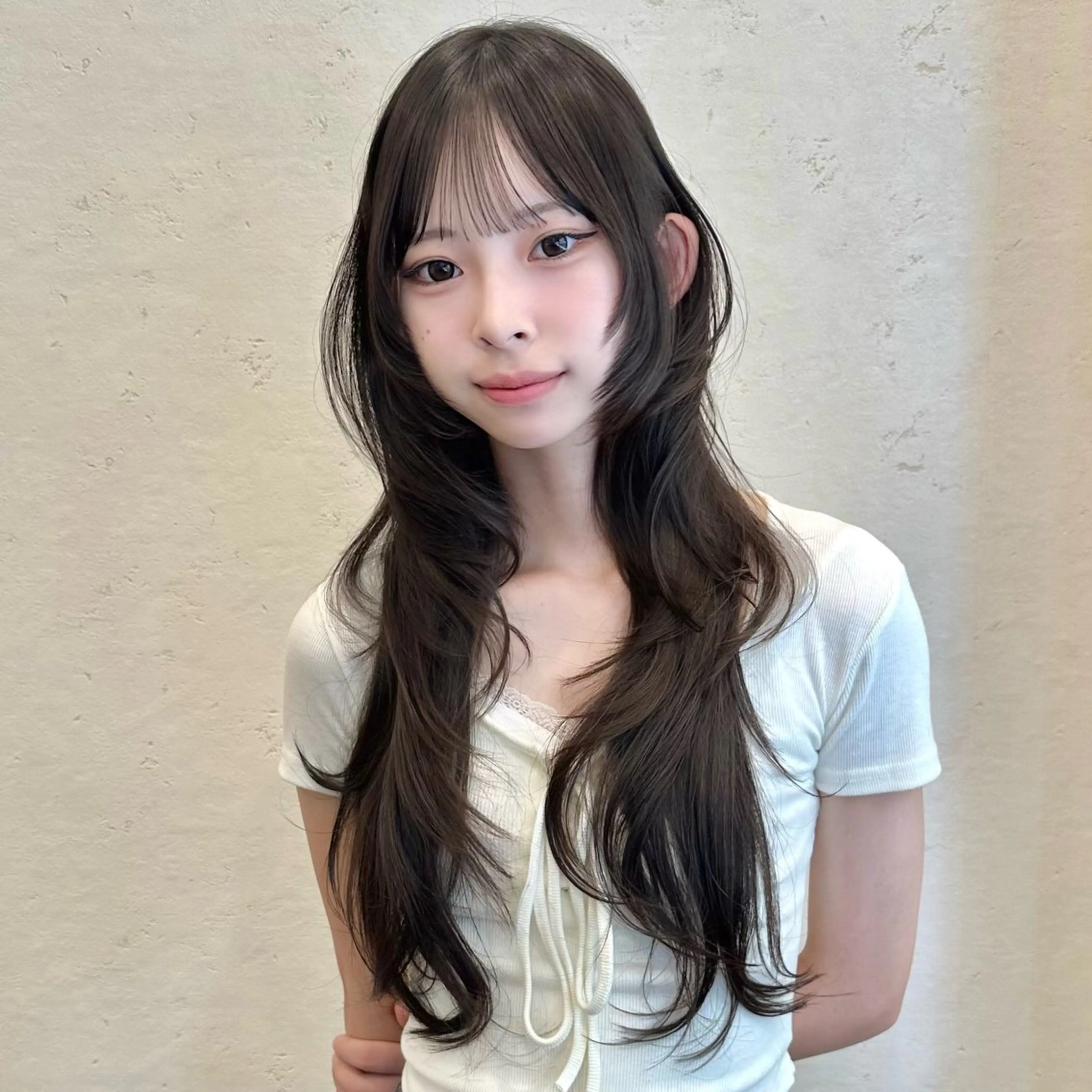 ロング カット ヘアカラー トリートメント 🌹ハッシュカット、 レイヤー韓国ヘア🌹のヘアスタイル