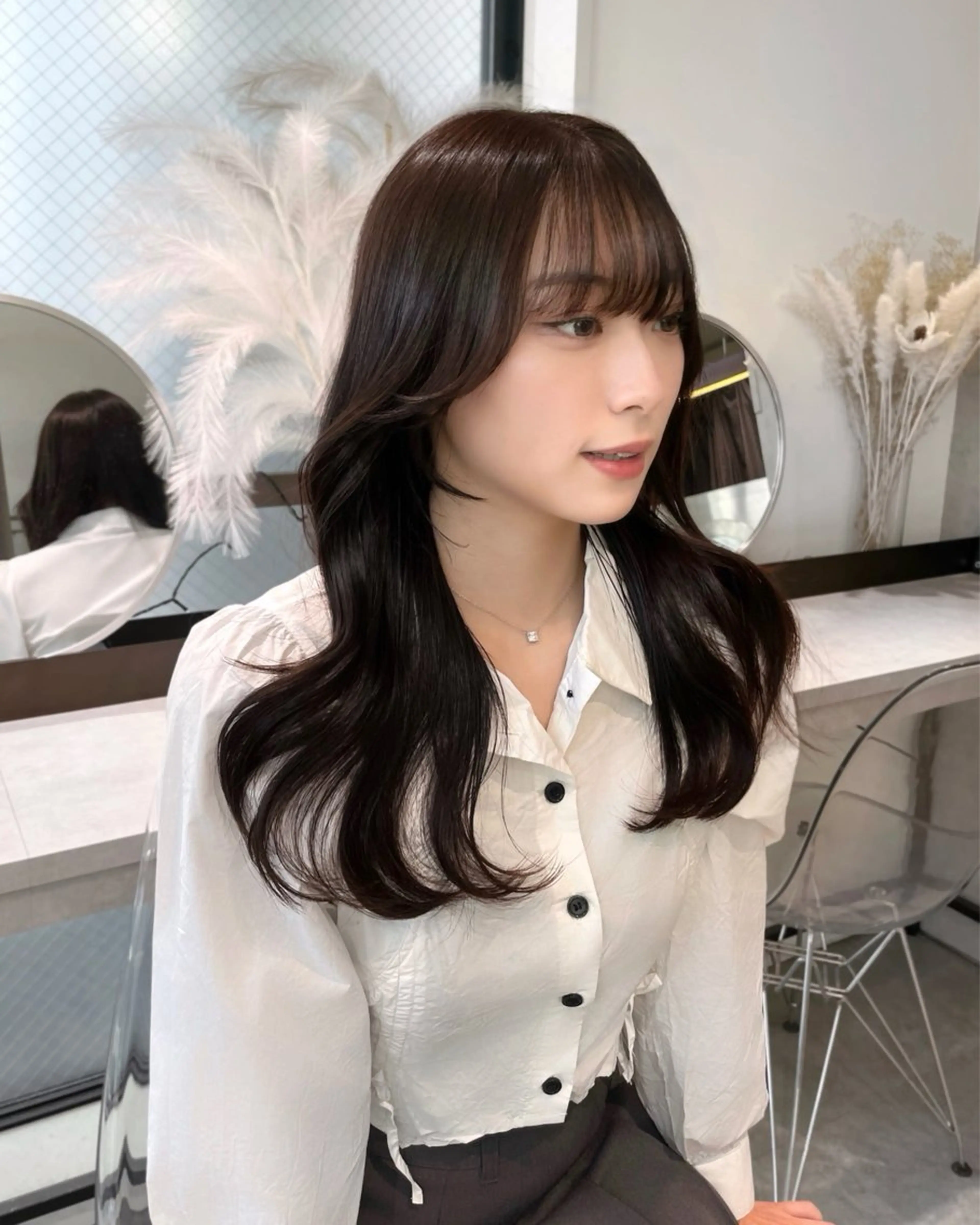 ロング カラー くびれヘア レイヤーカット カット ヘアカラー トリートメント ヘッドスパ ヘアセット Qin shaire salon 原宿店所属・レイヤーカット 韓国ヘアayameのヘアスタイル