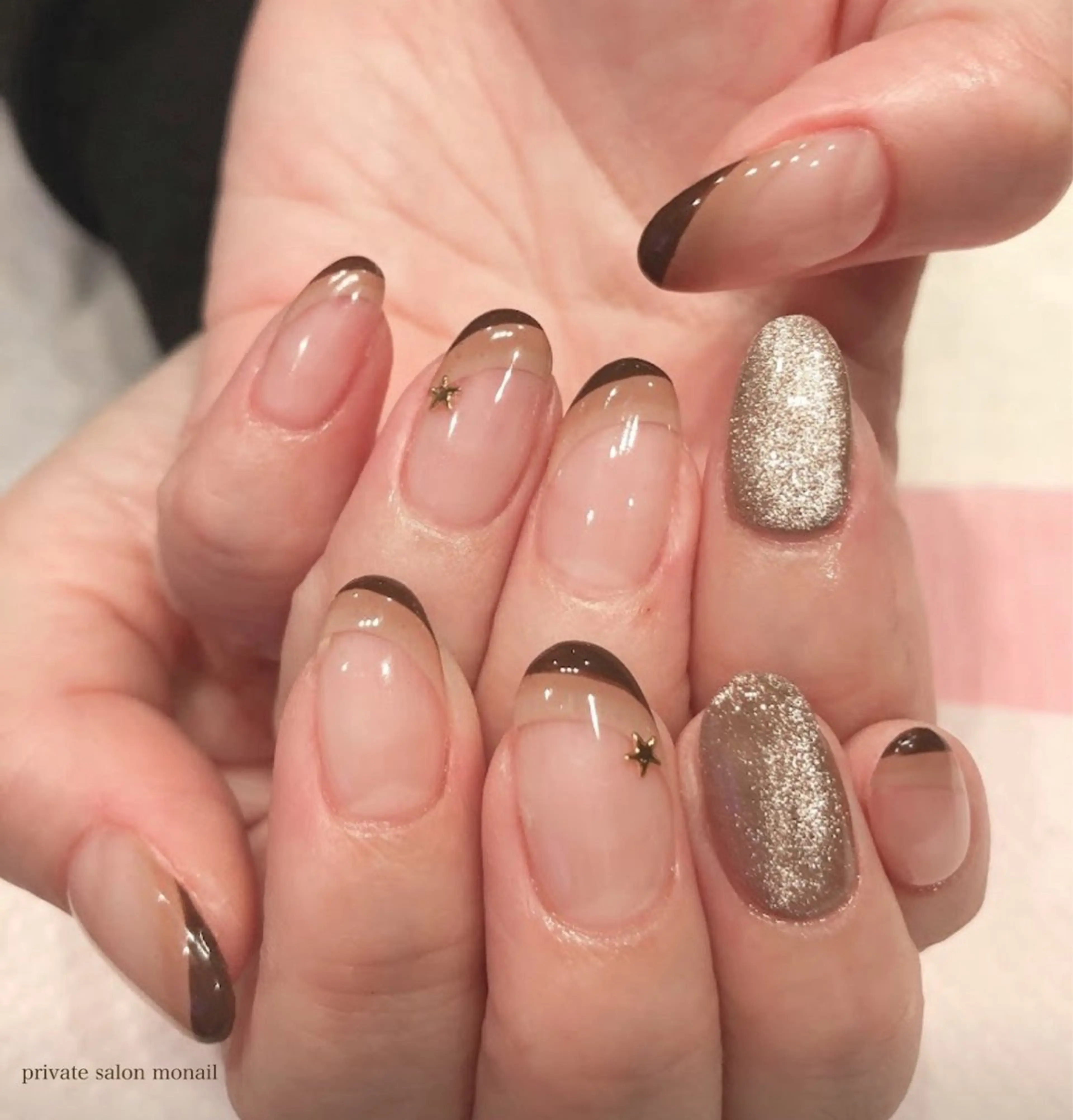 ネイル フレンチネイル マグネットネイル ハンドネイル private nail monail所属・nail salon monailのネイルデザイン