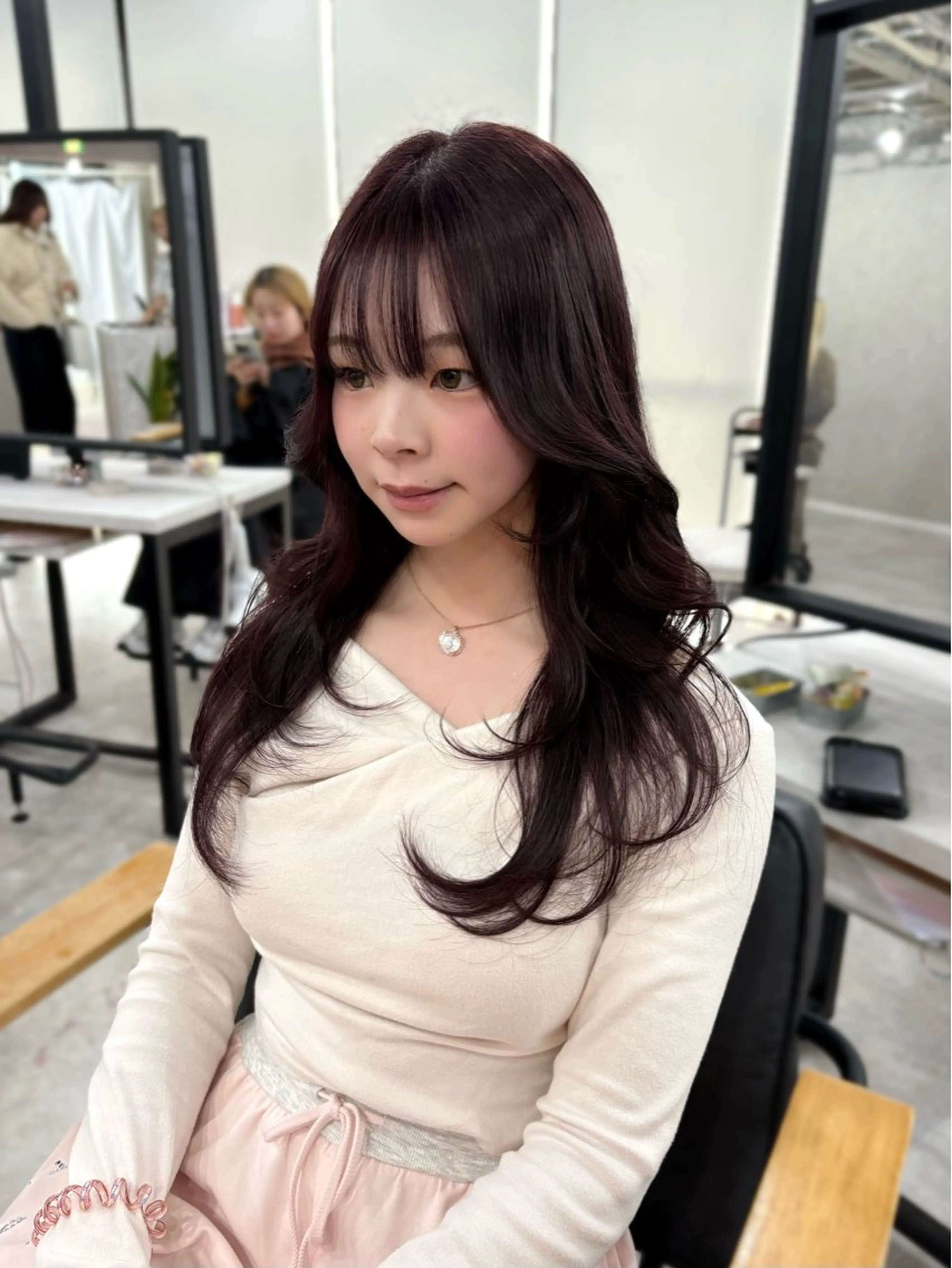 ロング カラー レイヤーカット カット ヘアカラー 盛れる顔まわり✨🎀 レイヤー別所好葉のヘアスタイル