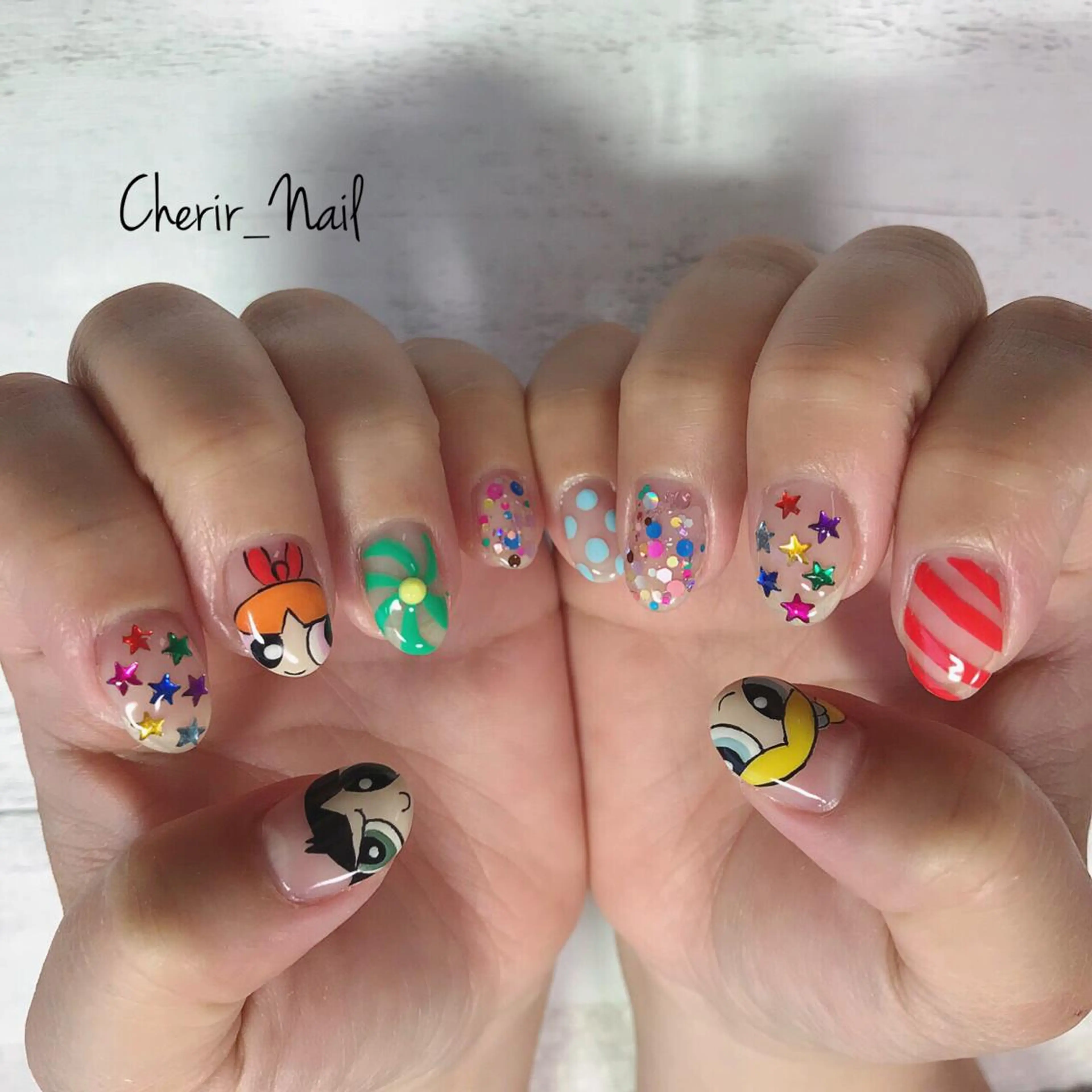ネイル アートネイル ボーダー クリアネイル Cherirnail kaoriのネイルデザイン