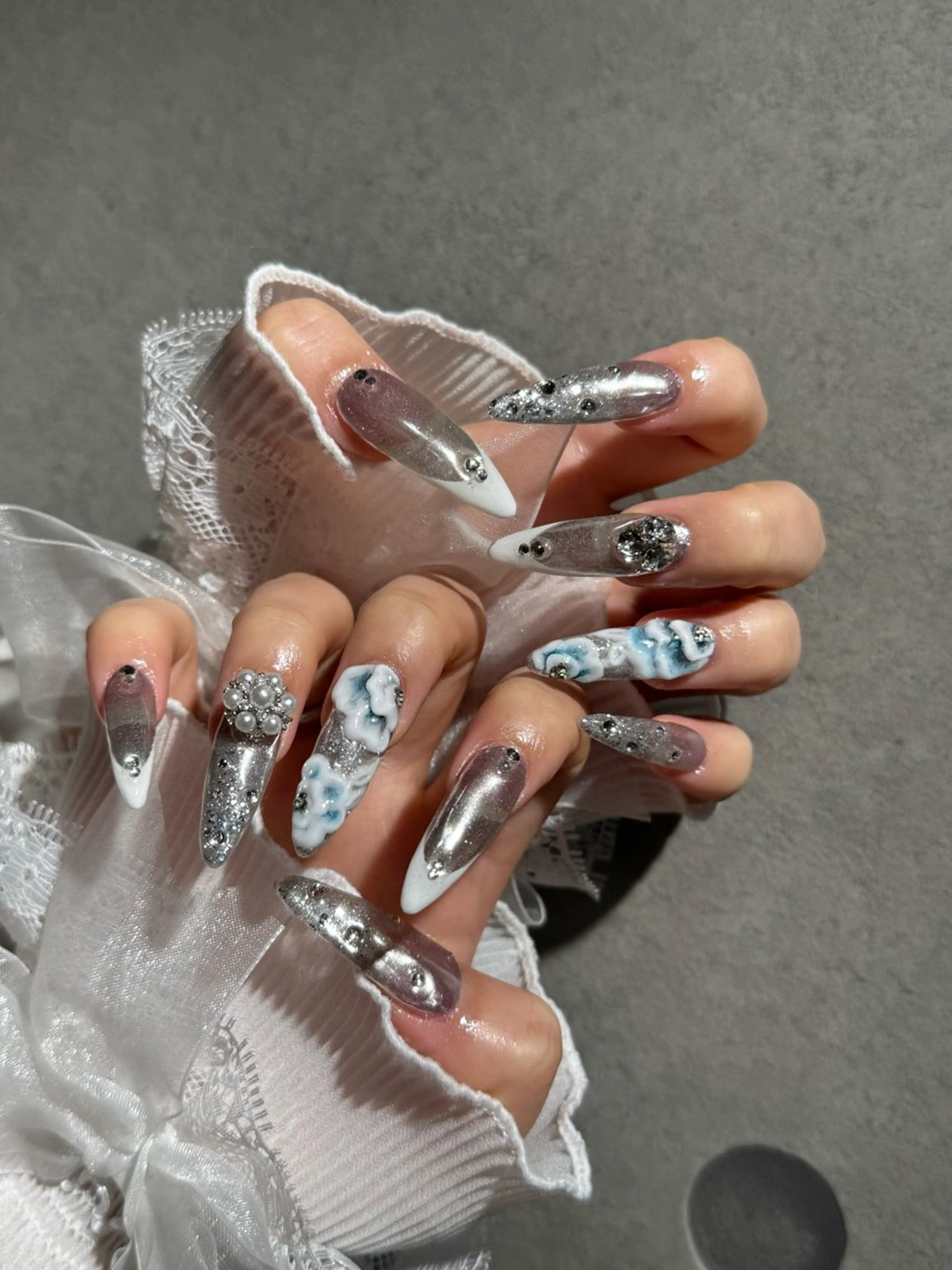 ネイル I-nailロング /ワンホン/キラキラのネイルデザイン