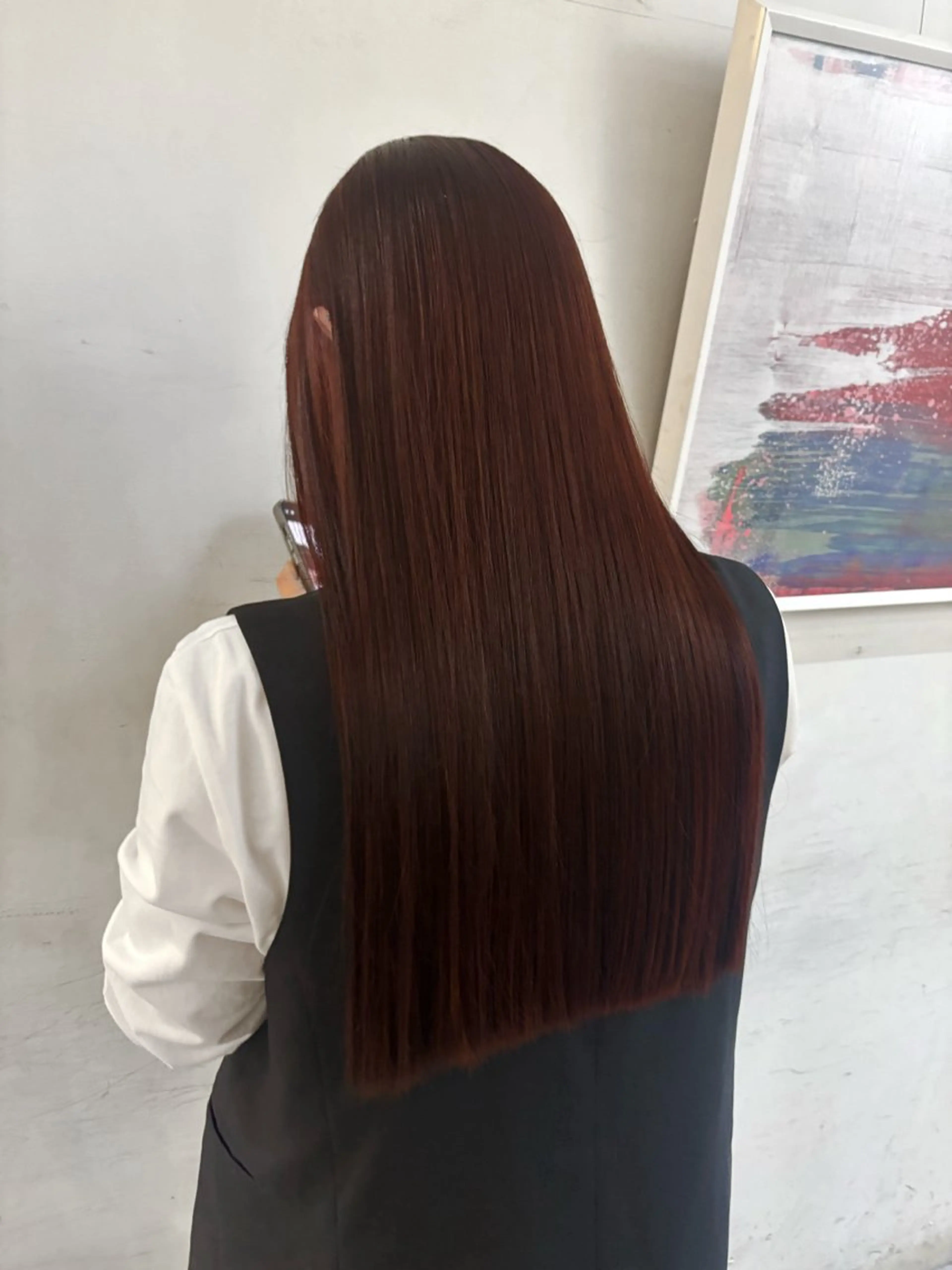 ロング カラー ブリーチ カシス ダブルカラー ブリーチなしカラー レッドカラー asuka/似合わせ /レイヤー/暖色のヘアスタイル