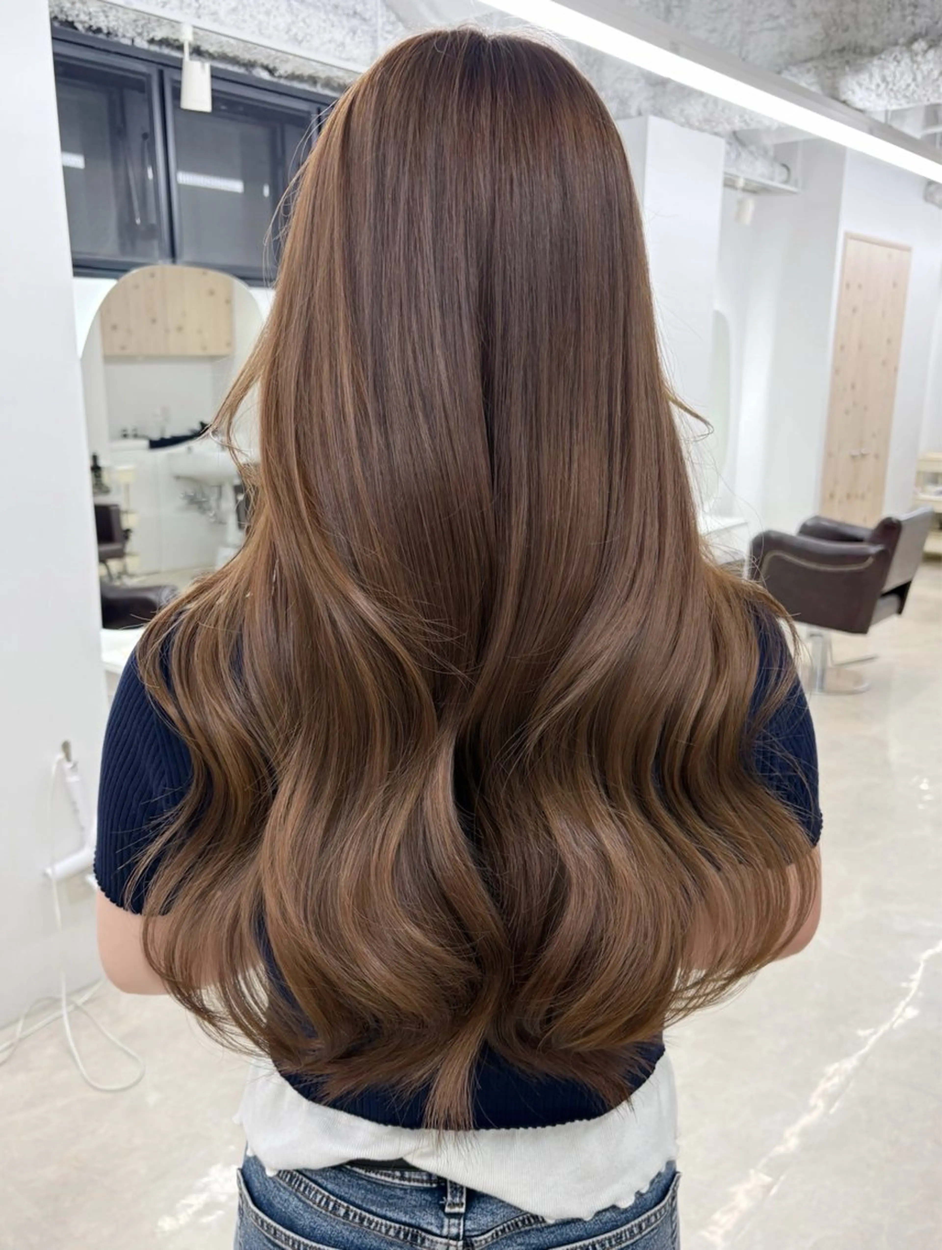 セミロング カラー カット ヘアカラー トリートメント ヘアセット 新宿/韓国ヘア/ 髪質改善ストレートのヘアスタイル