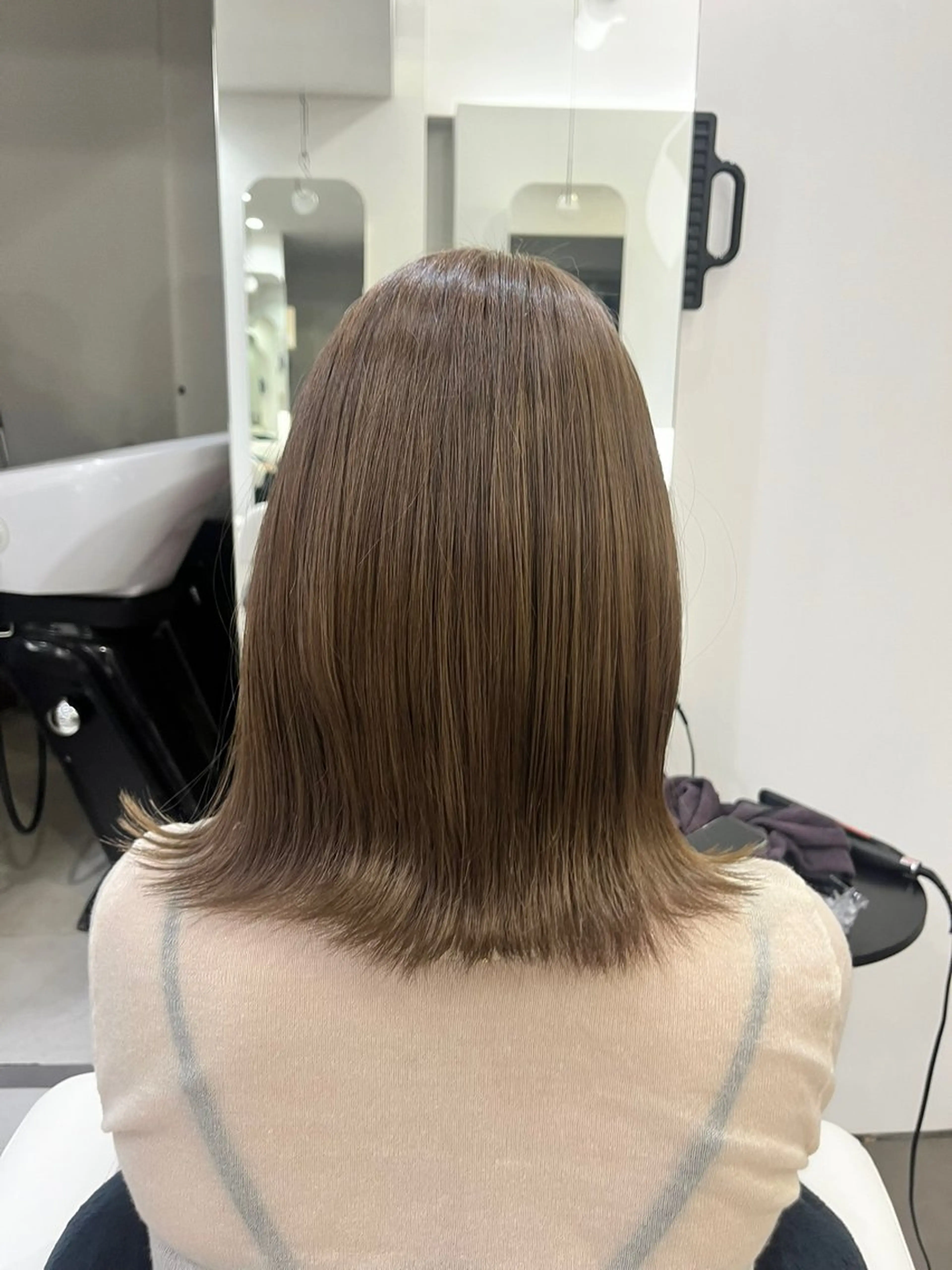 ミディアム カラー 韓国風ボブ/レイヤー ヨネヤマツムギのヘアスタイル