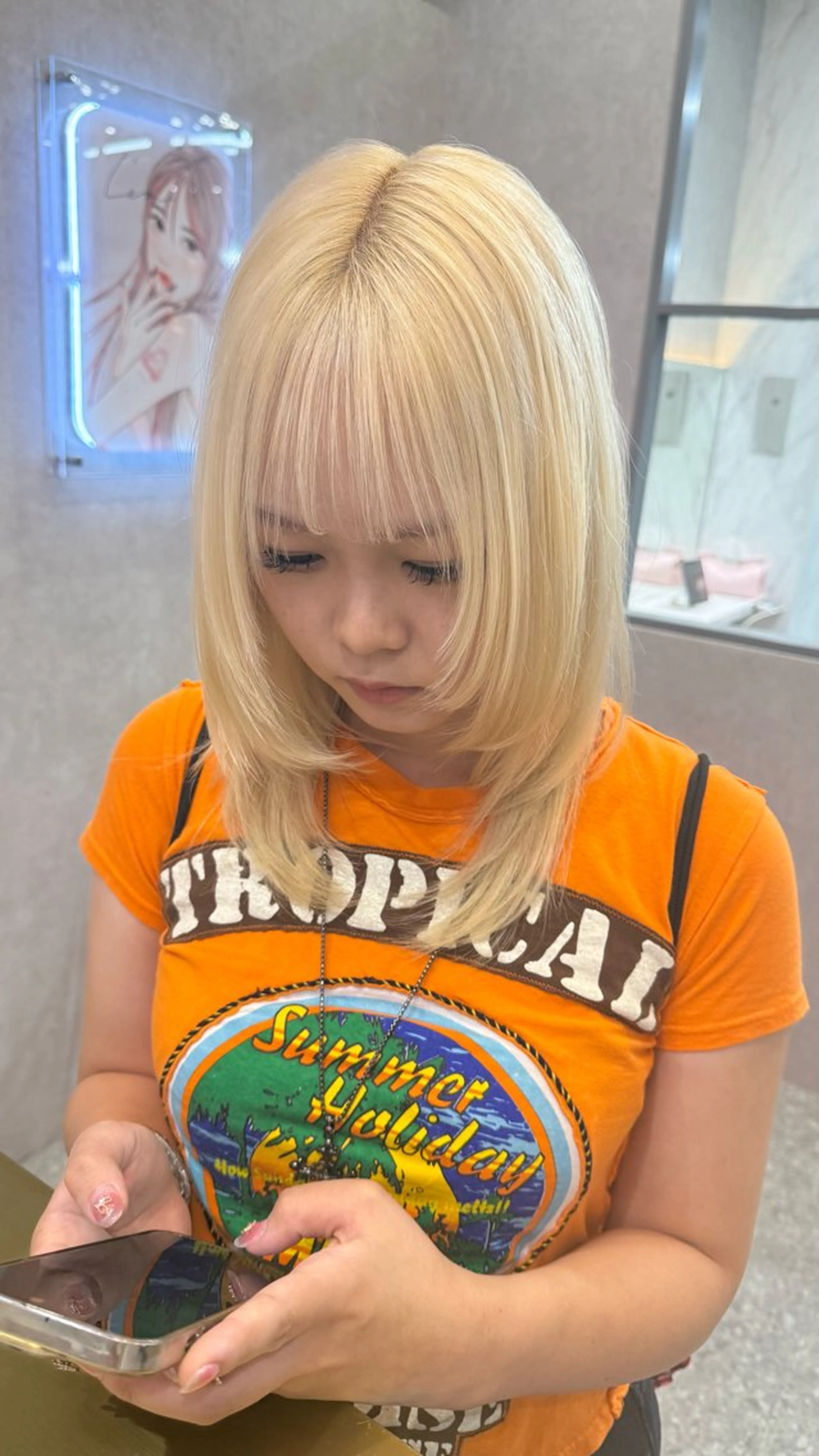 ミディアム カラー ヘアカラー トリートメント ヘッドスパ ヘアセット レイヤーダブルカラー KYONのヘアスタイル