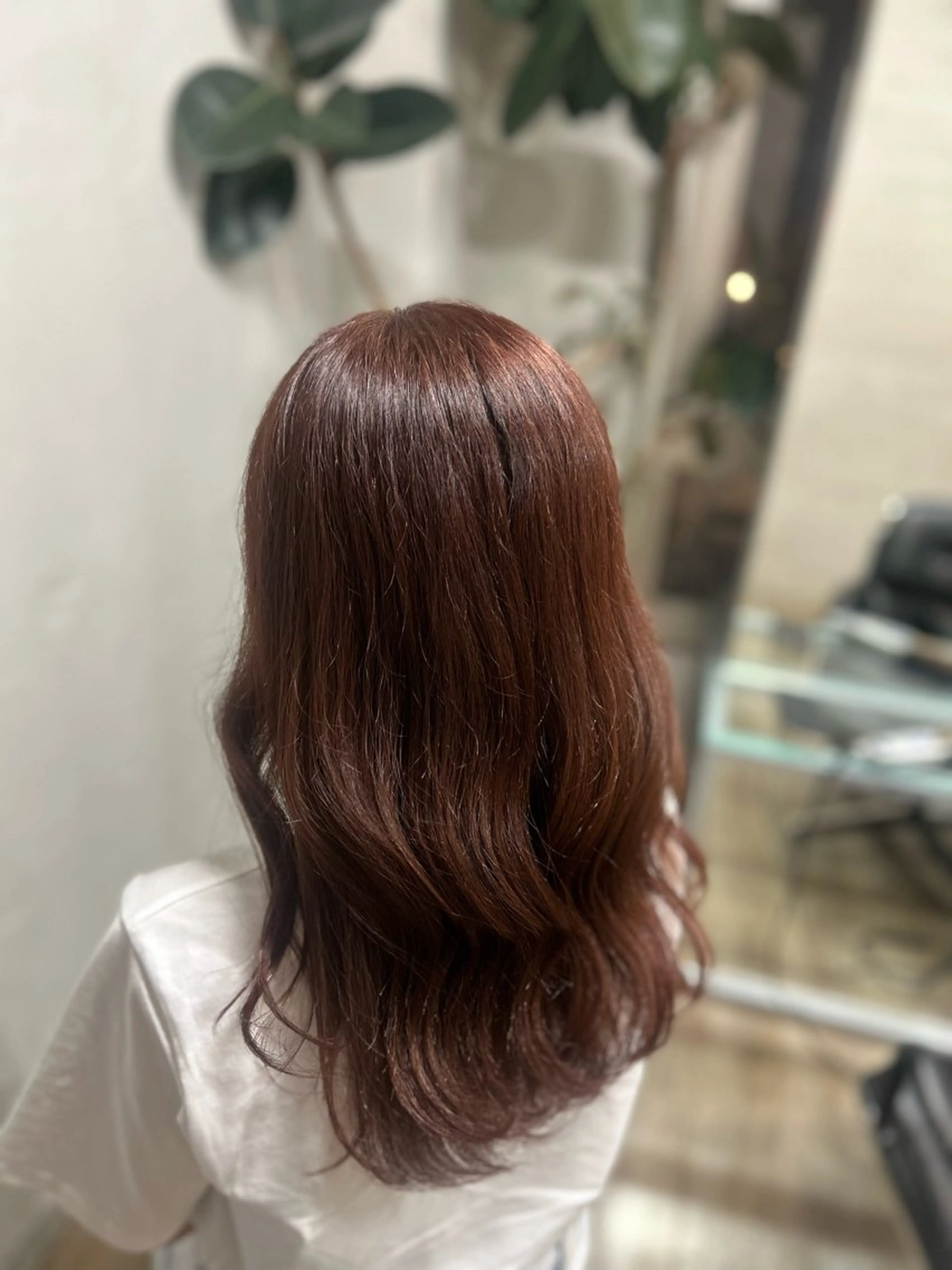 セミロング カラー ブラウンカラー レッドカラー ヨシタニ ヒナタのヘアスタイル