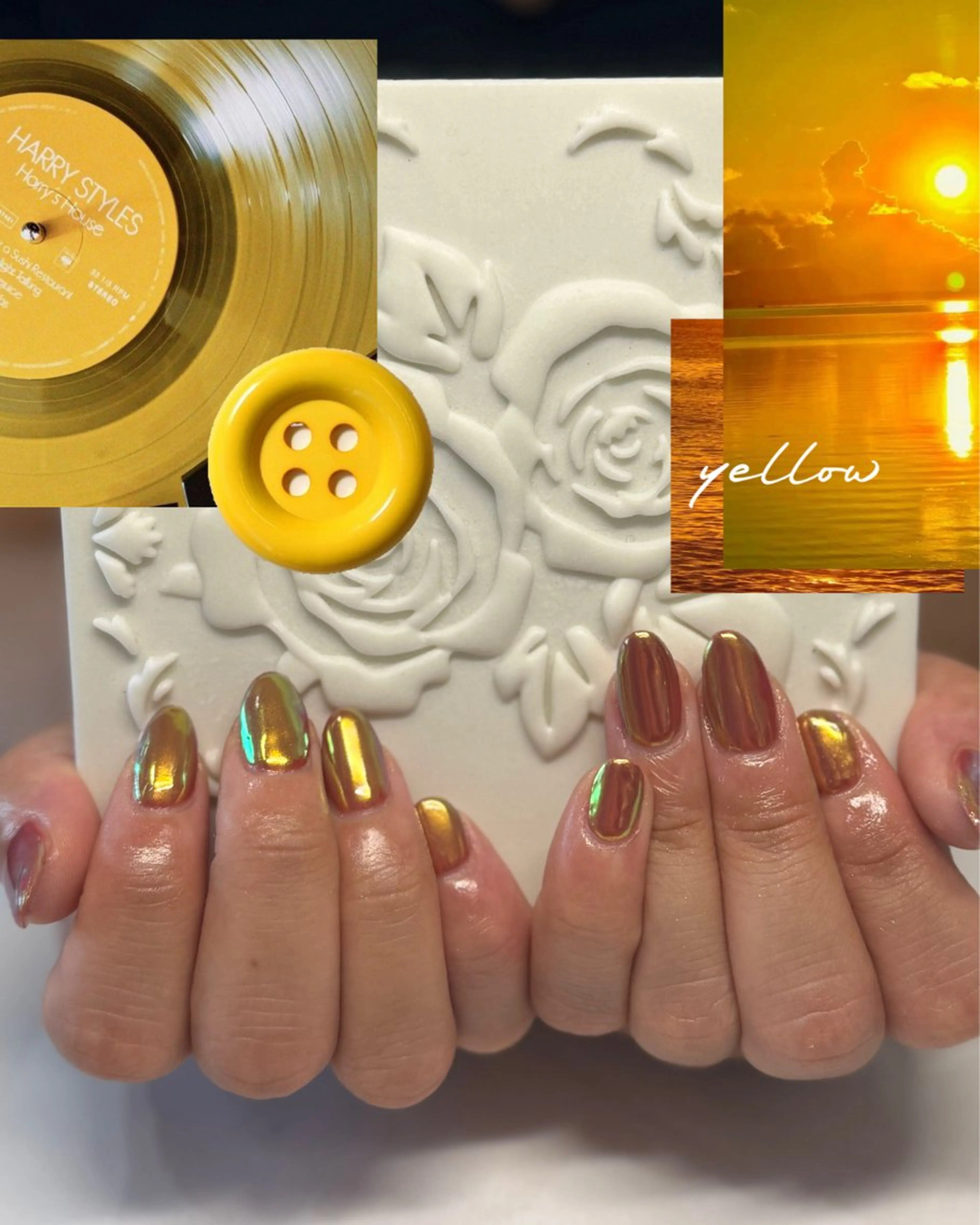 ネイル ジェルネイル キラキラネイル オレンジ 黄色 Angelique 田中/高崎のネイルデザイン