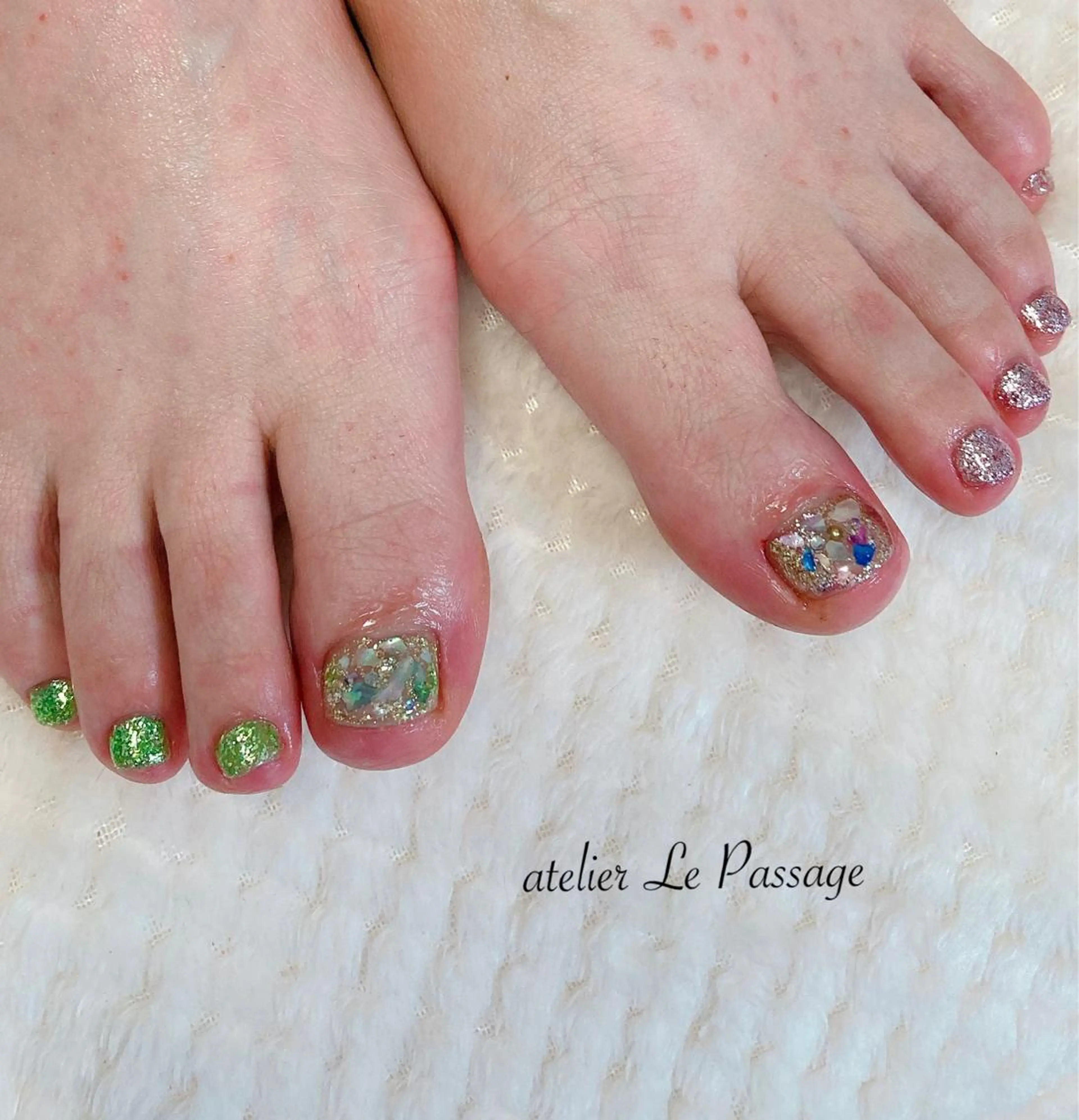 ネイル フットネイル ジェルネイル ラメ(グリッター) パラジェル ピンク h nakatsukaのネイルデザイン