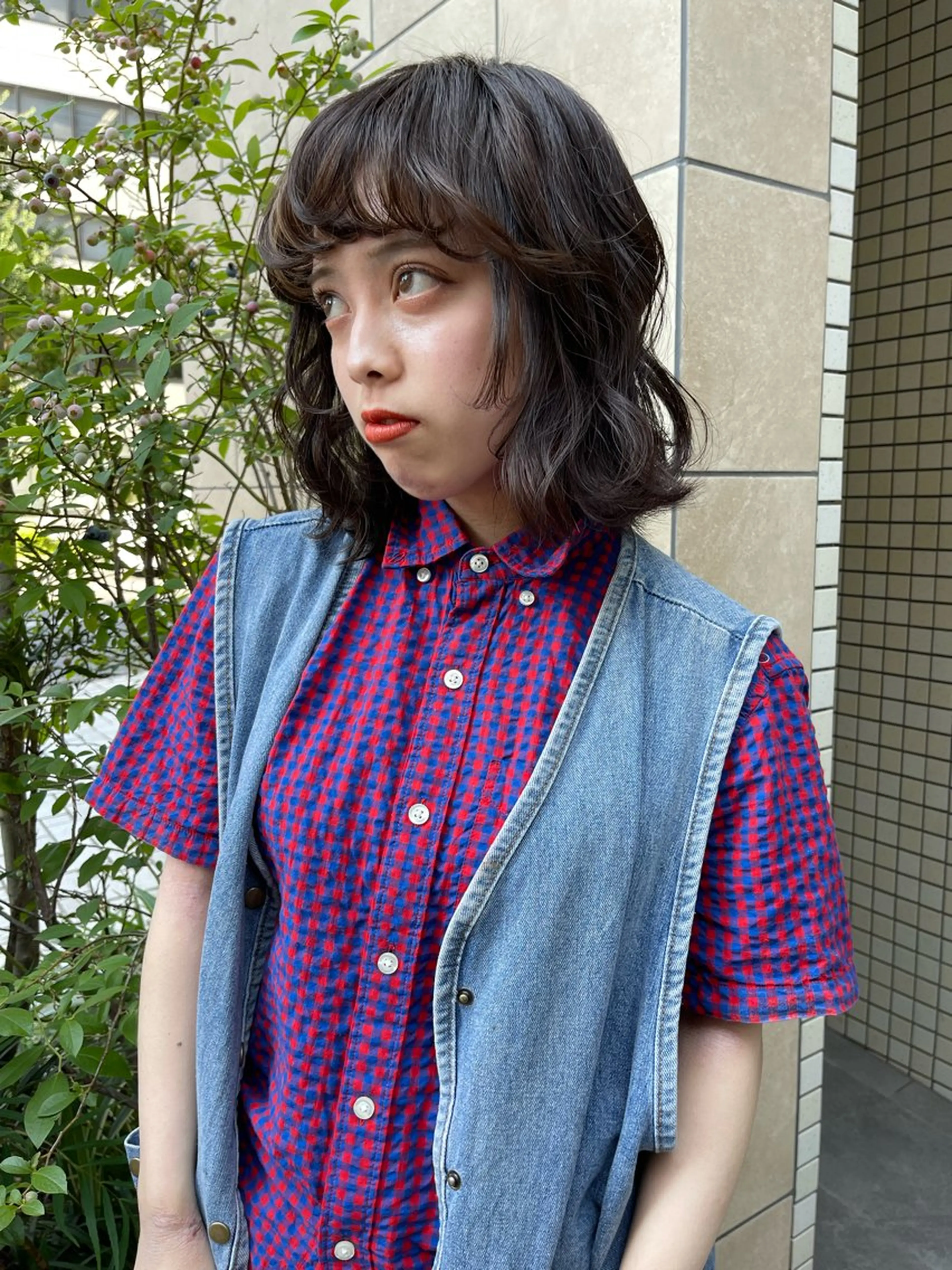 ミディアム カラー 似合わせカット ヘアカラー トリートメント (h)wim ウィムのヘアスタイル