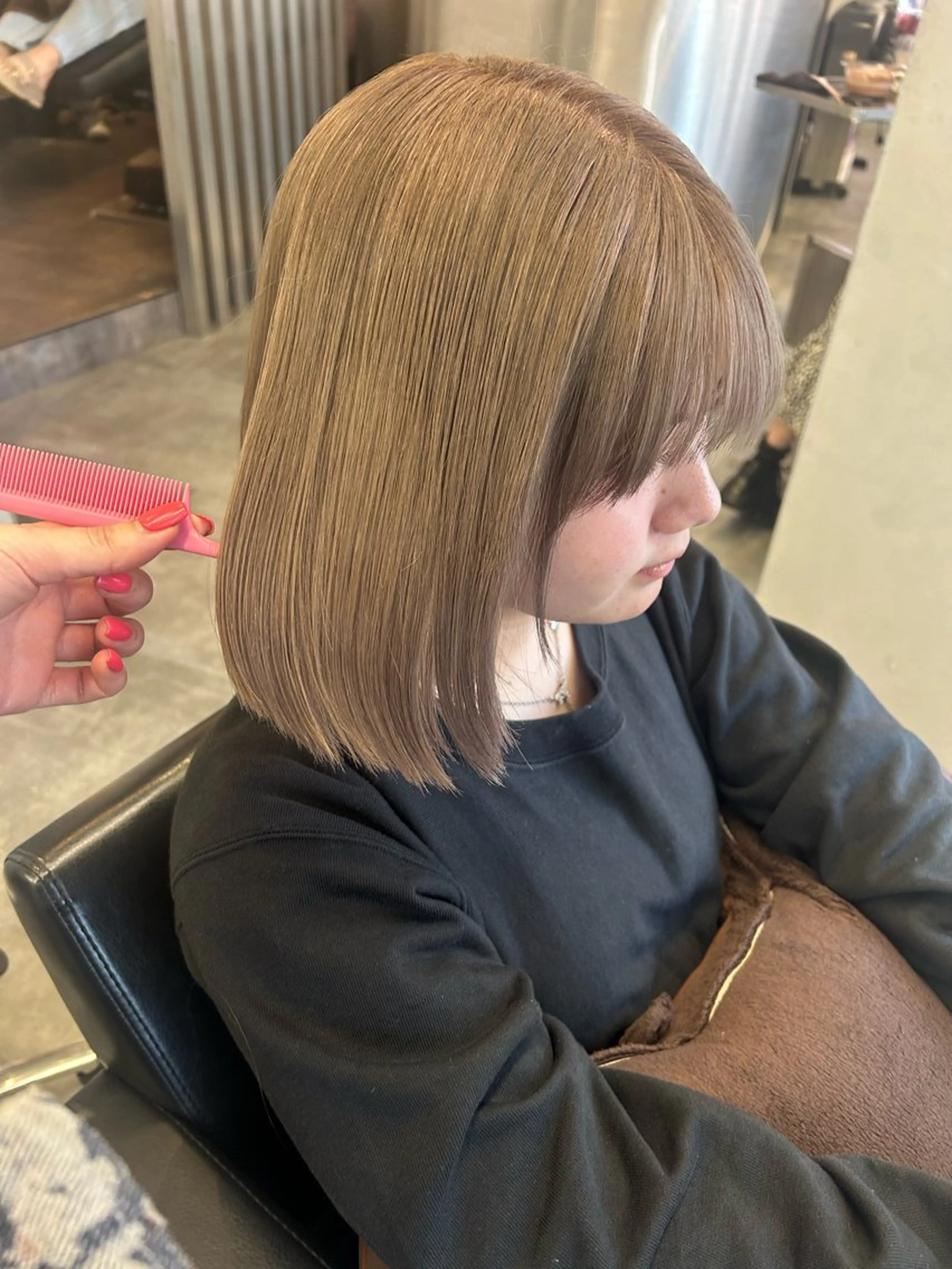 ミディアム カラー カット ヘアカラー トリートメント Haru/THREE …by velvetのヘアスタイル