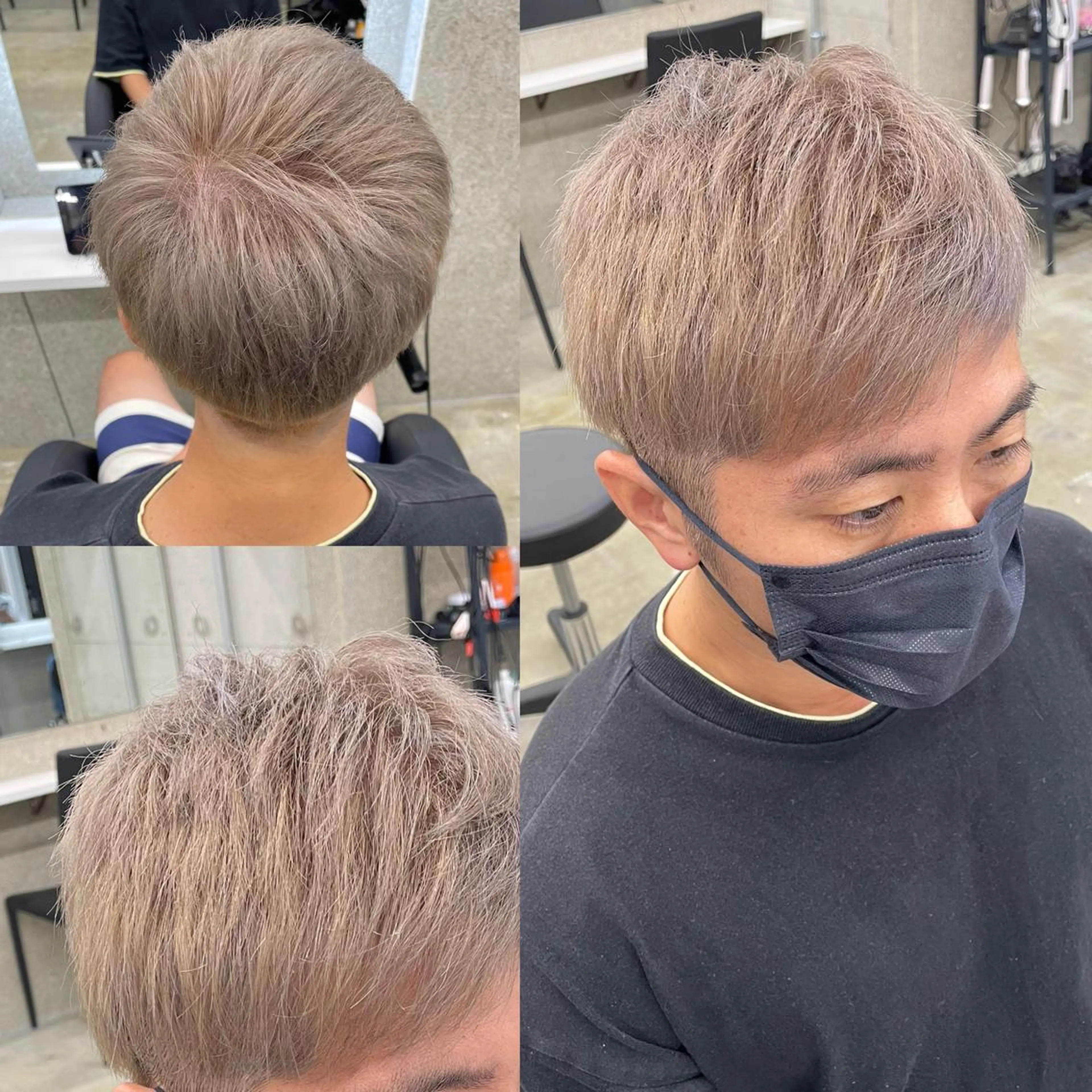 ショート カラー ボブレイヤー バレイヤージュ ミストバング ベージュカラー ブリーチ カット ヘアカラー トリートメント ヘアセット 韓国風レイヤー ハイトーンRYOTAのヘアスタイル