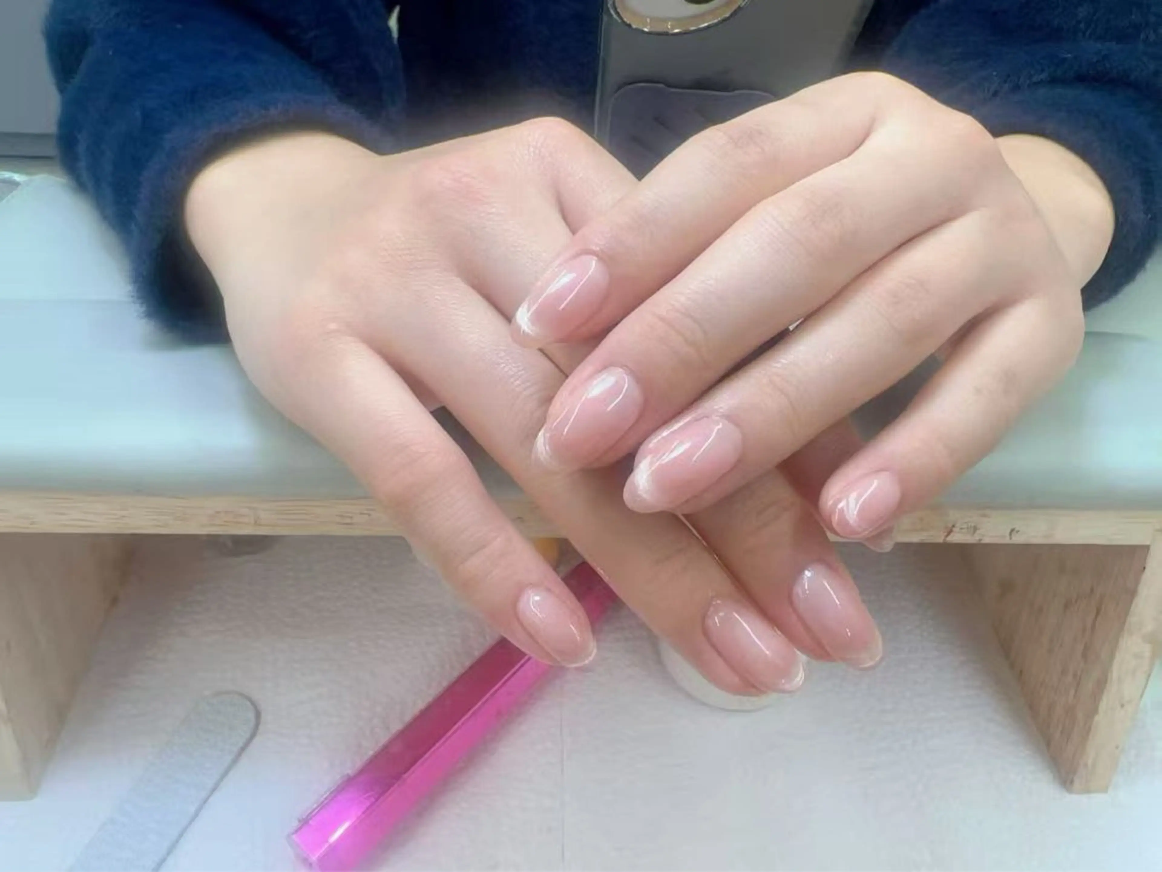 ネイル チークネイル フットネイル フレンチネイル ジェルネイル ガラスフレンチ 柚子 Nikoのネイルデザイン