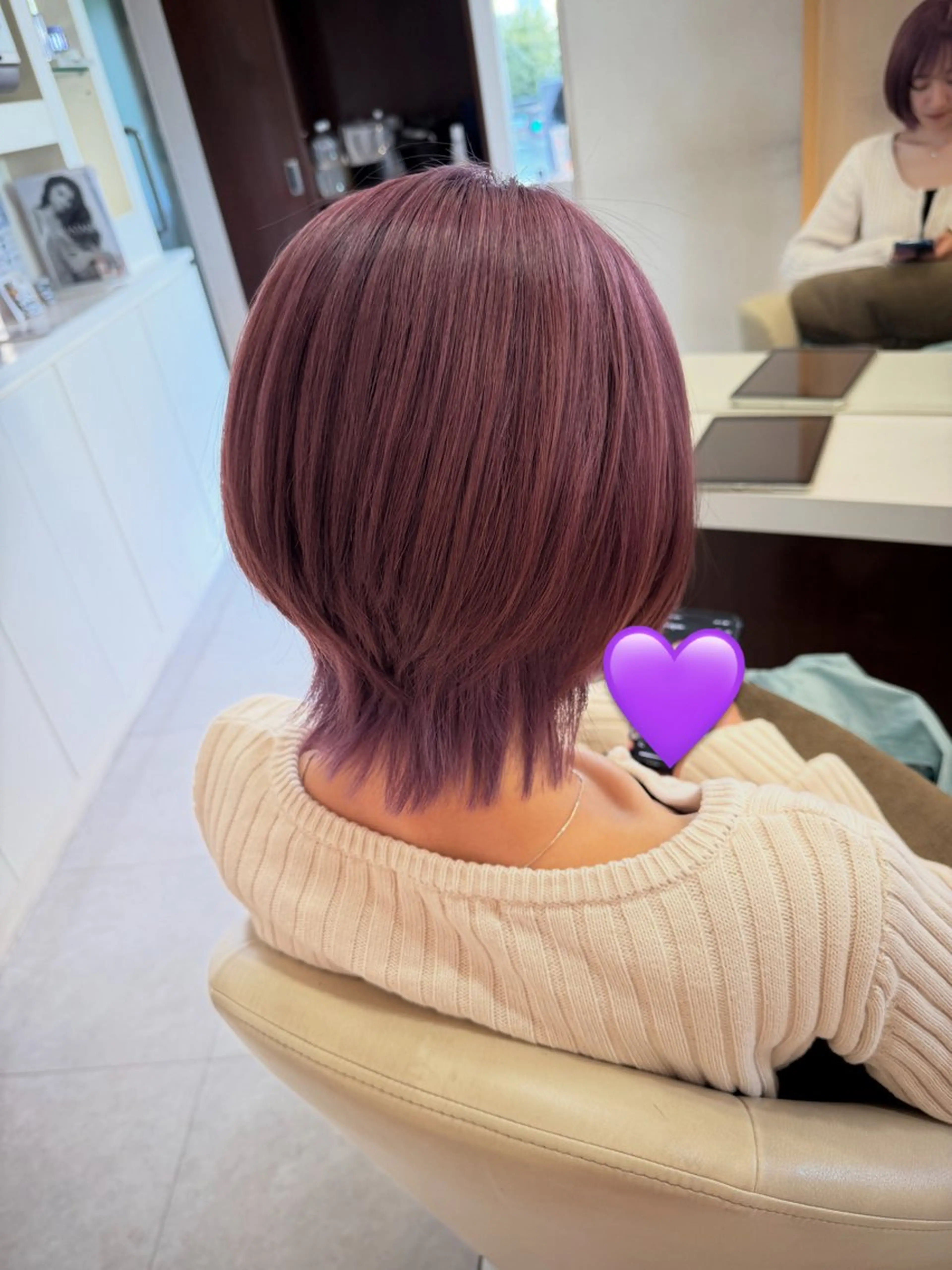 ミディアム ピンクラベンダー ヘアカラー レナークアリア 梅津美憂のヘアスタイル