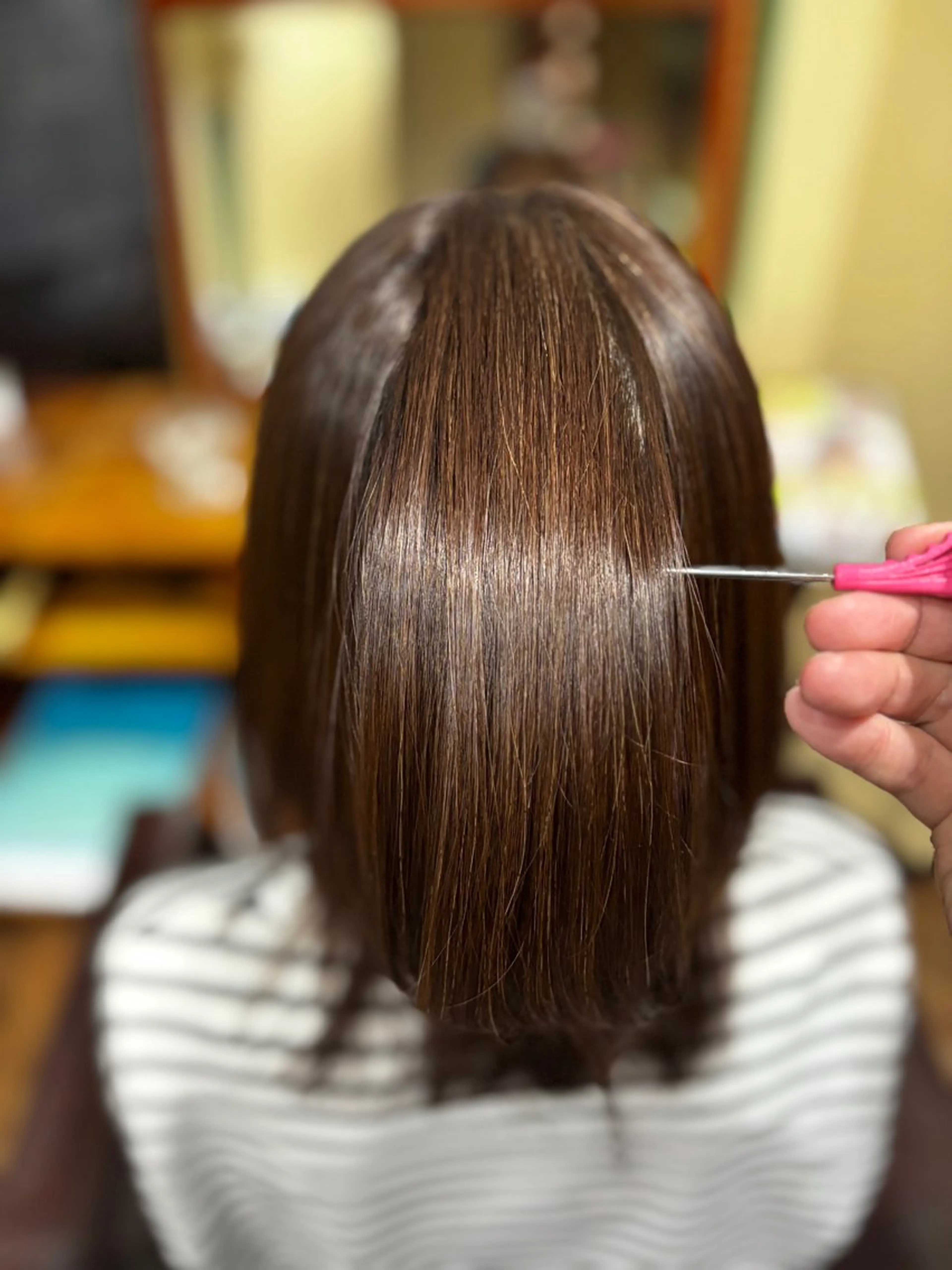 ミディアム カット 縮毛矯正 トリートメント . kanokoのヘアスタイル