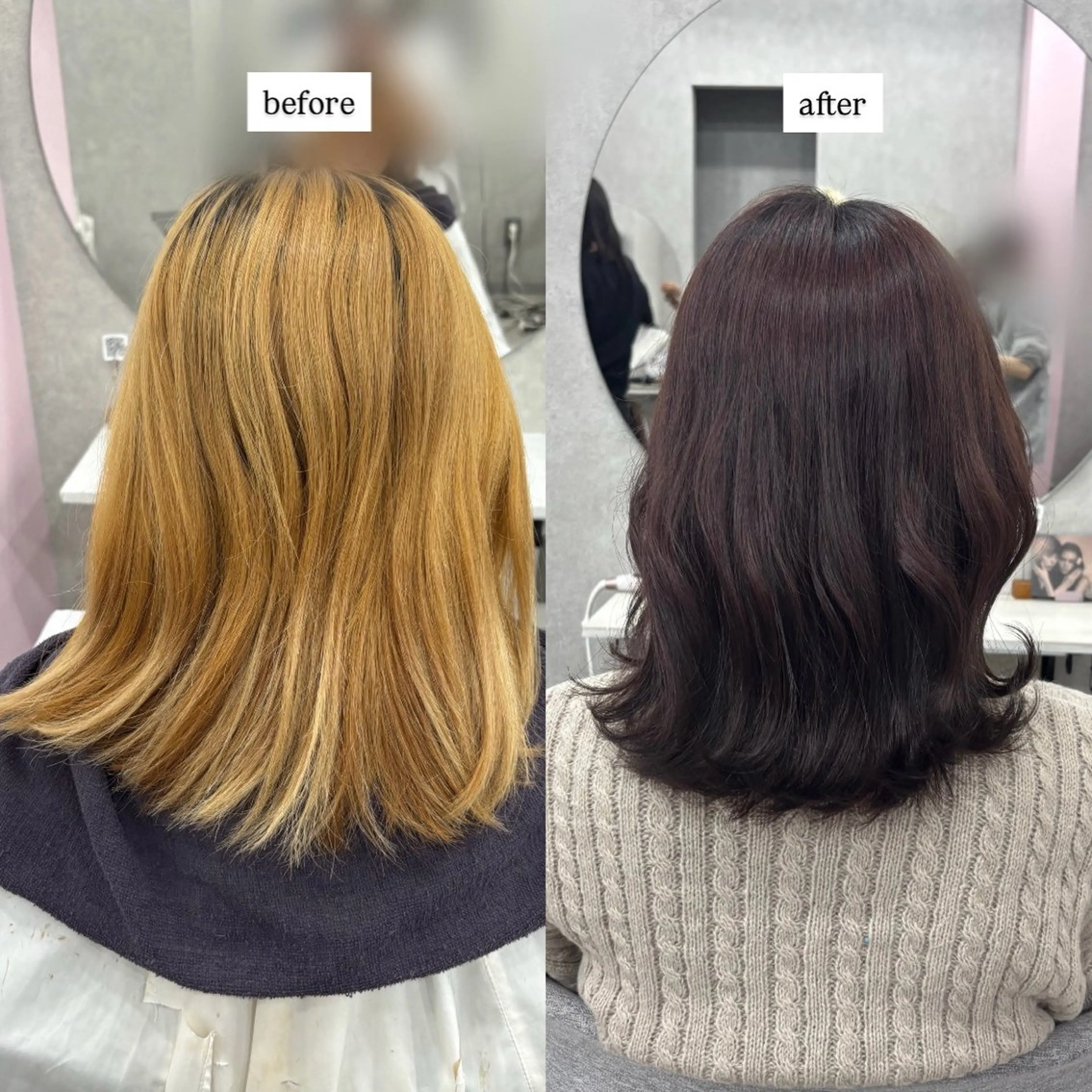 セミロング カラー ブリーチ ブラウンカラー レッドカラー レッドブラウン 倉澤 愛理のヘアスタイル