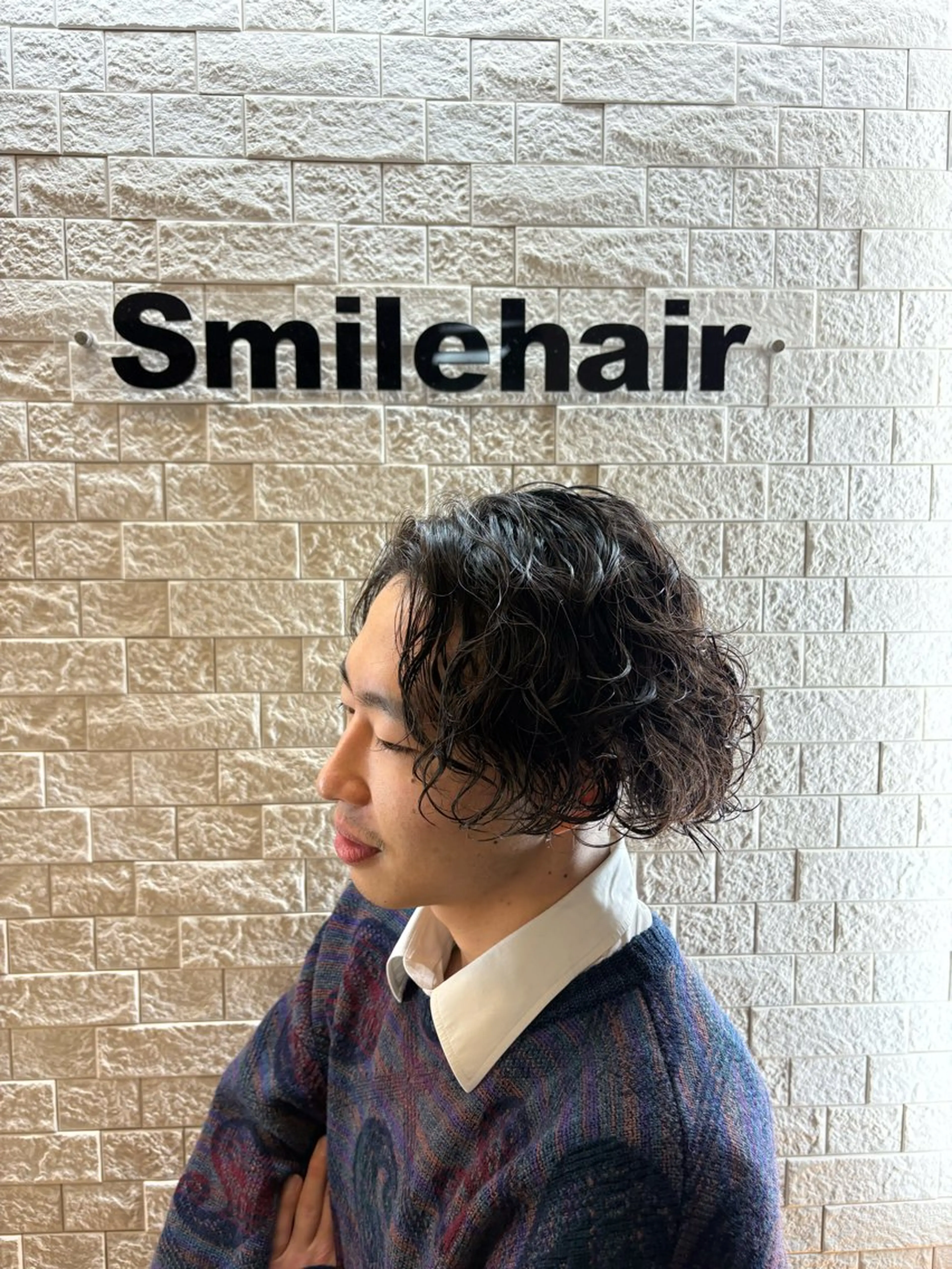 ミディアム メンズ ミディアムパーマ メンズパーマ メンズカットNo,1 小池 魔裟斗のヘアスタイル