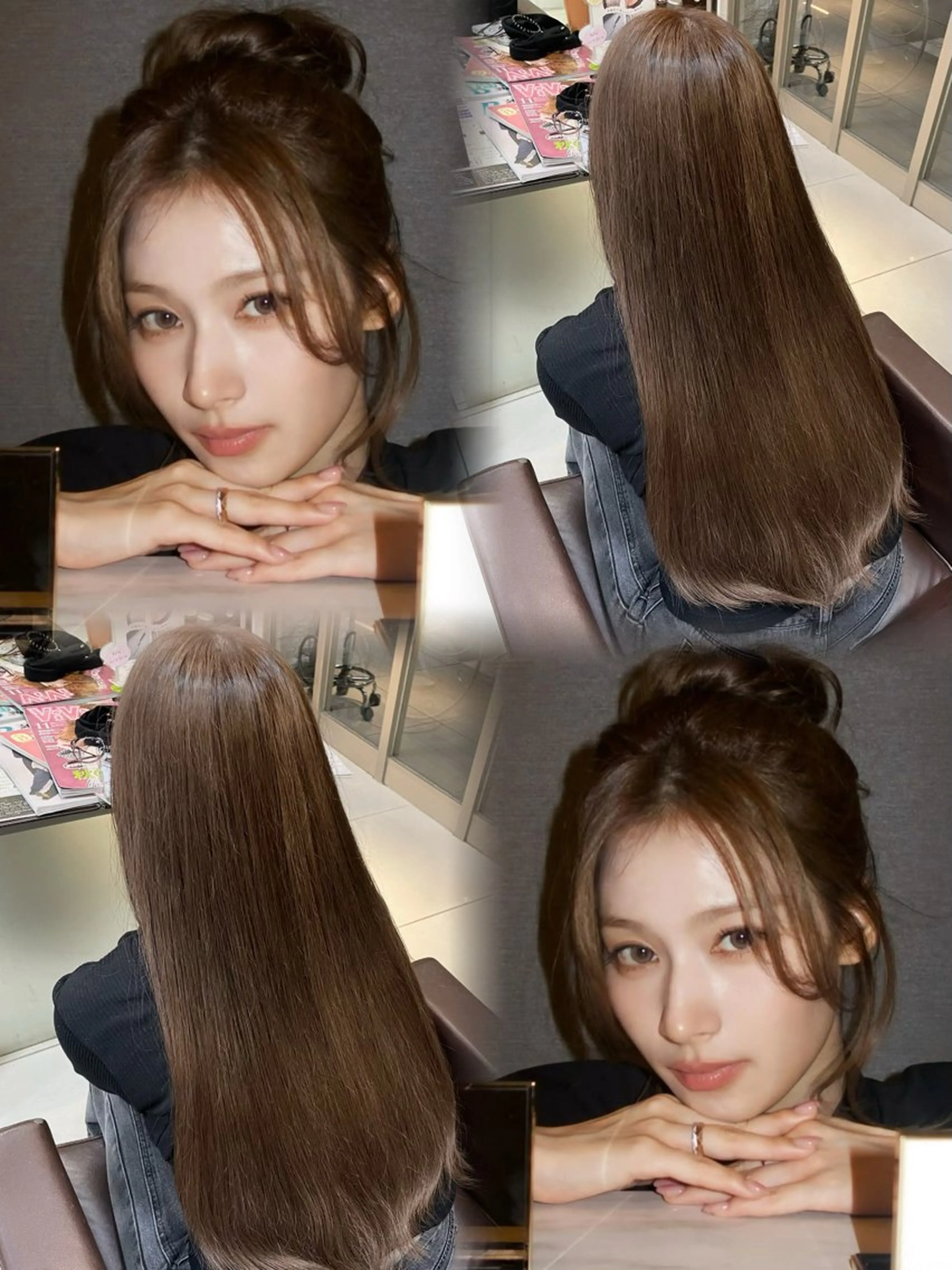 セミロング カラー 🤎韓国ヘア ベージュ まゆか🤎のヘアスタイル