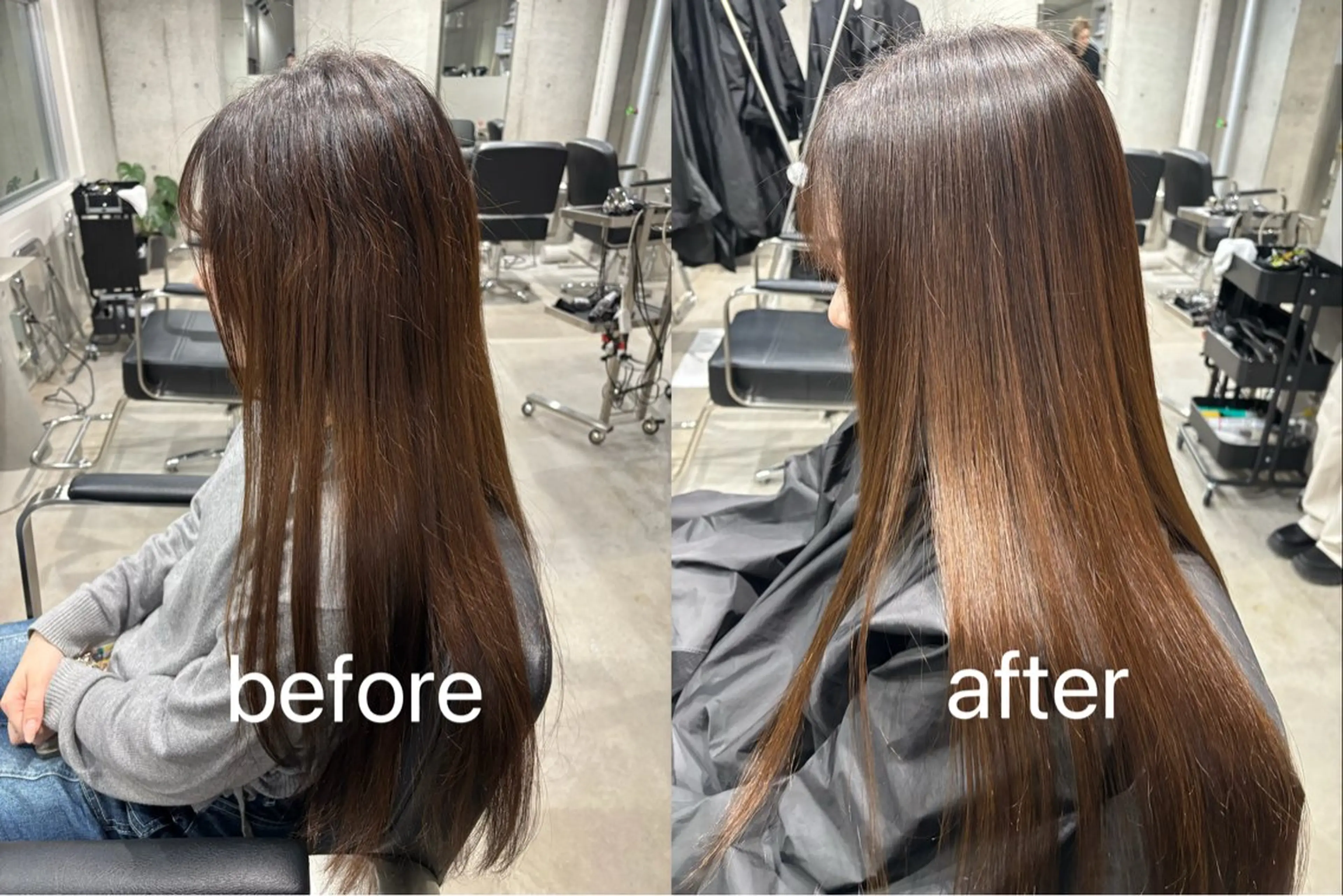 ロング 縮毛矯正 デザインカラー みさのヘアスタイル