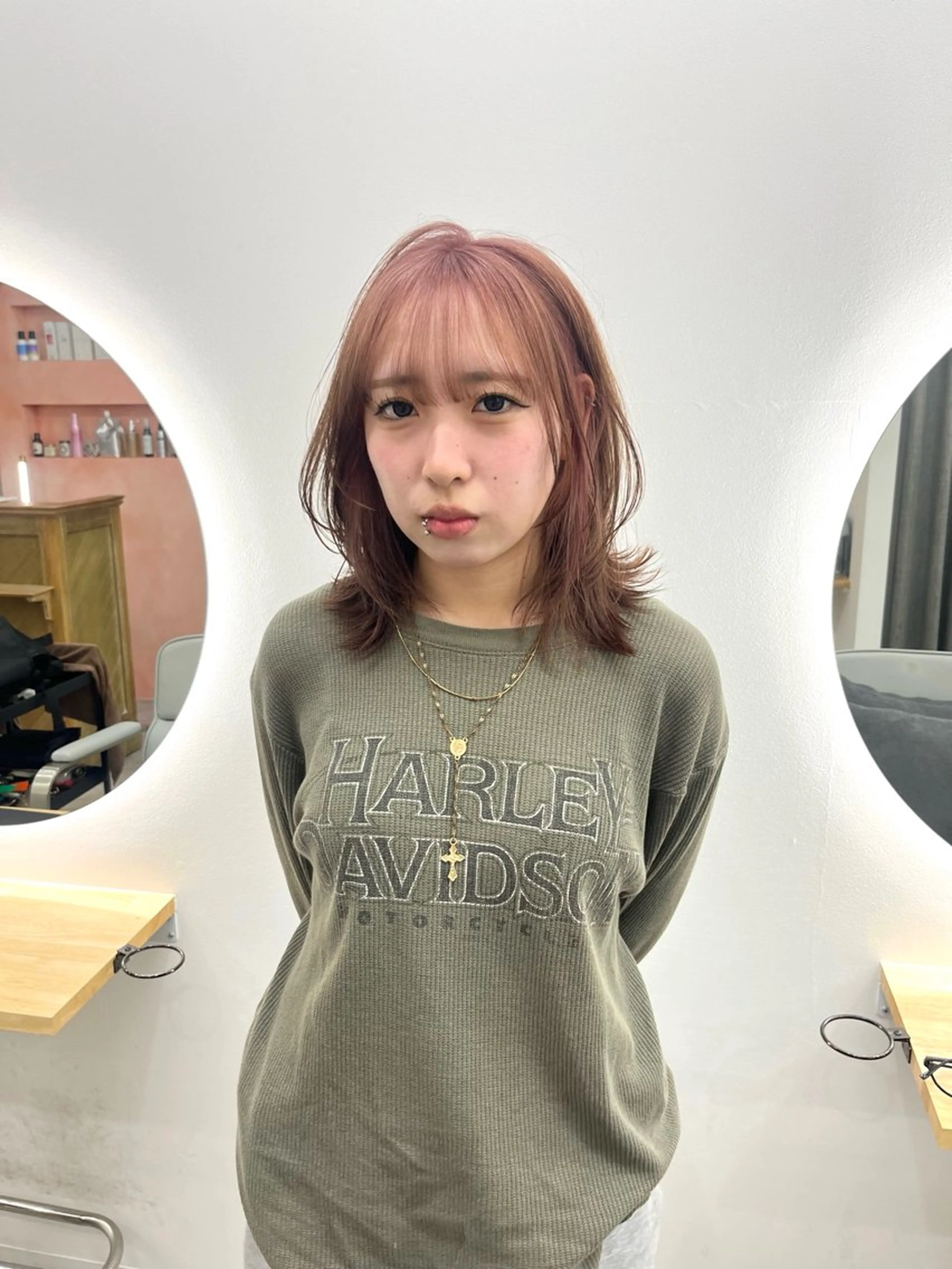 セミロング カラー ヘアカラー トリートメント ベージュ⟡˖レイヤー ˖ ࣪⊹あずきのヘアスタイル