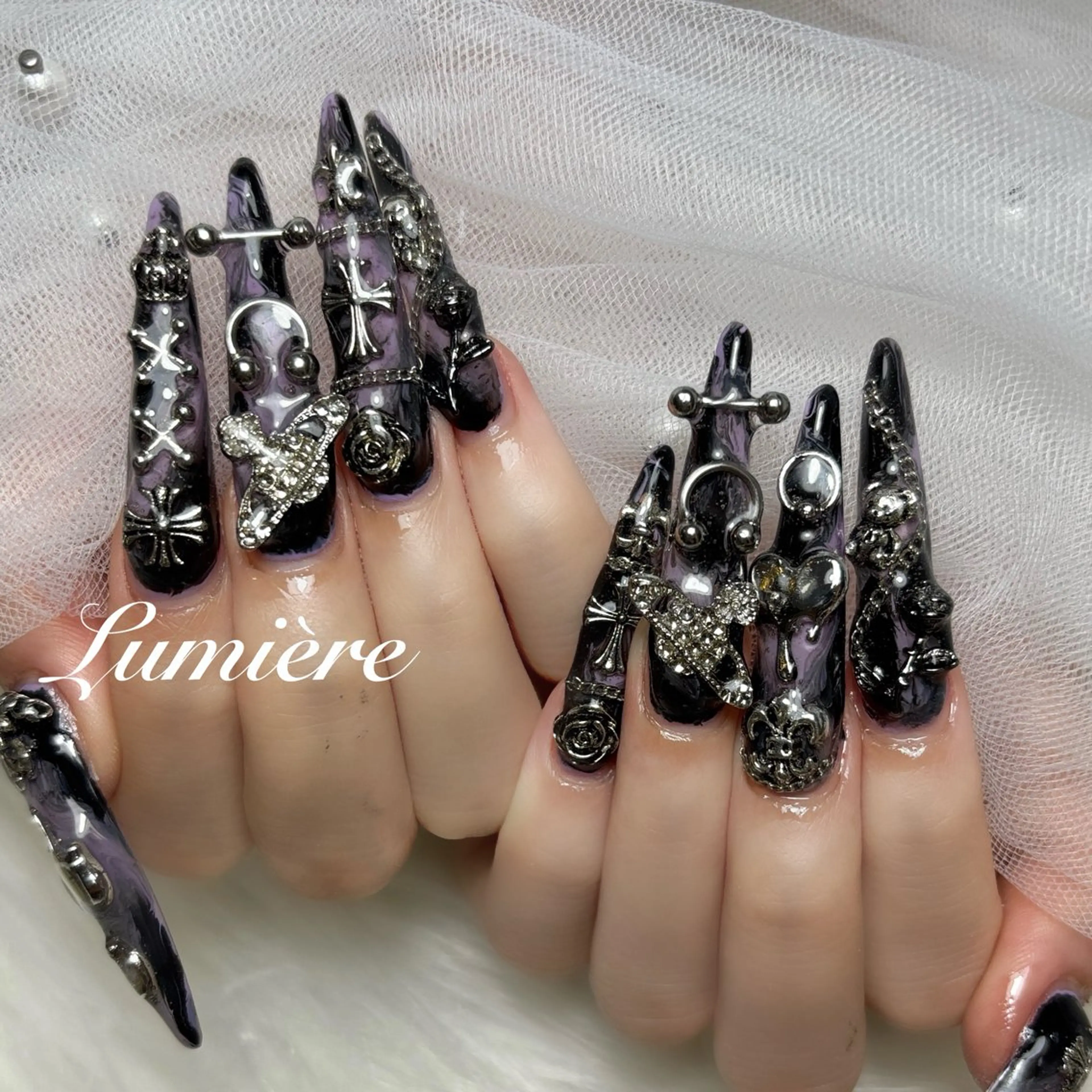 ネイル ロングネイル スーパーロングネイル ハンドネイル Lumière｜ ロング｜ワンホンのネイルデザイン
