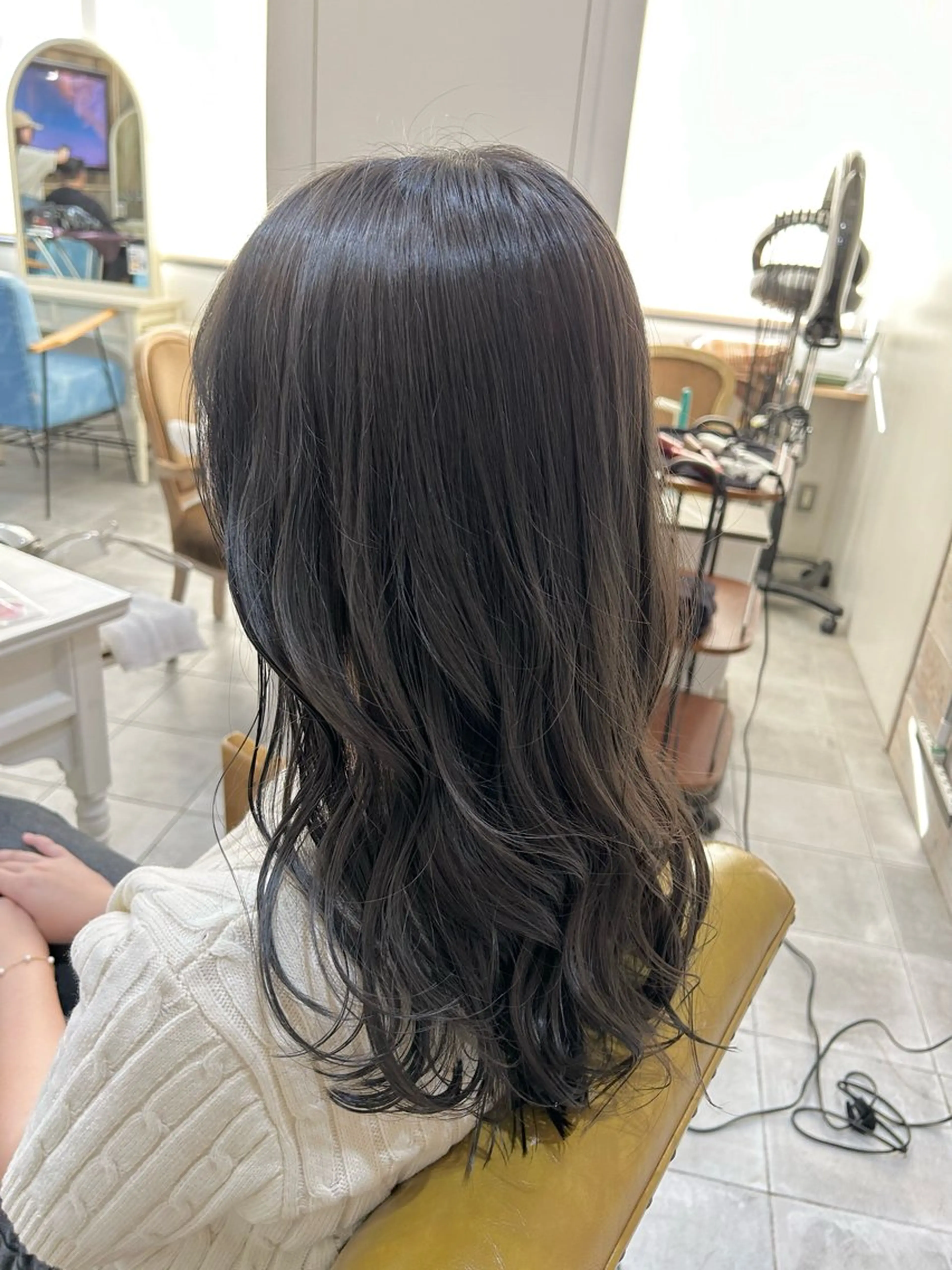 ロング カラー ブルーカラー ブルーグレー ブルーグレージュ グレージュ 顔まわりカット/ボブ /🧁とーこ🧁のヘアスタイル