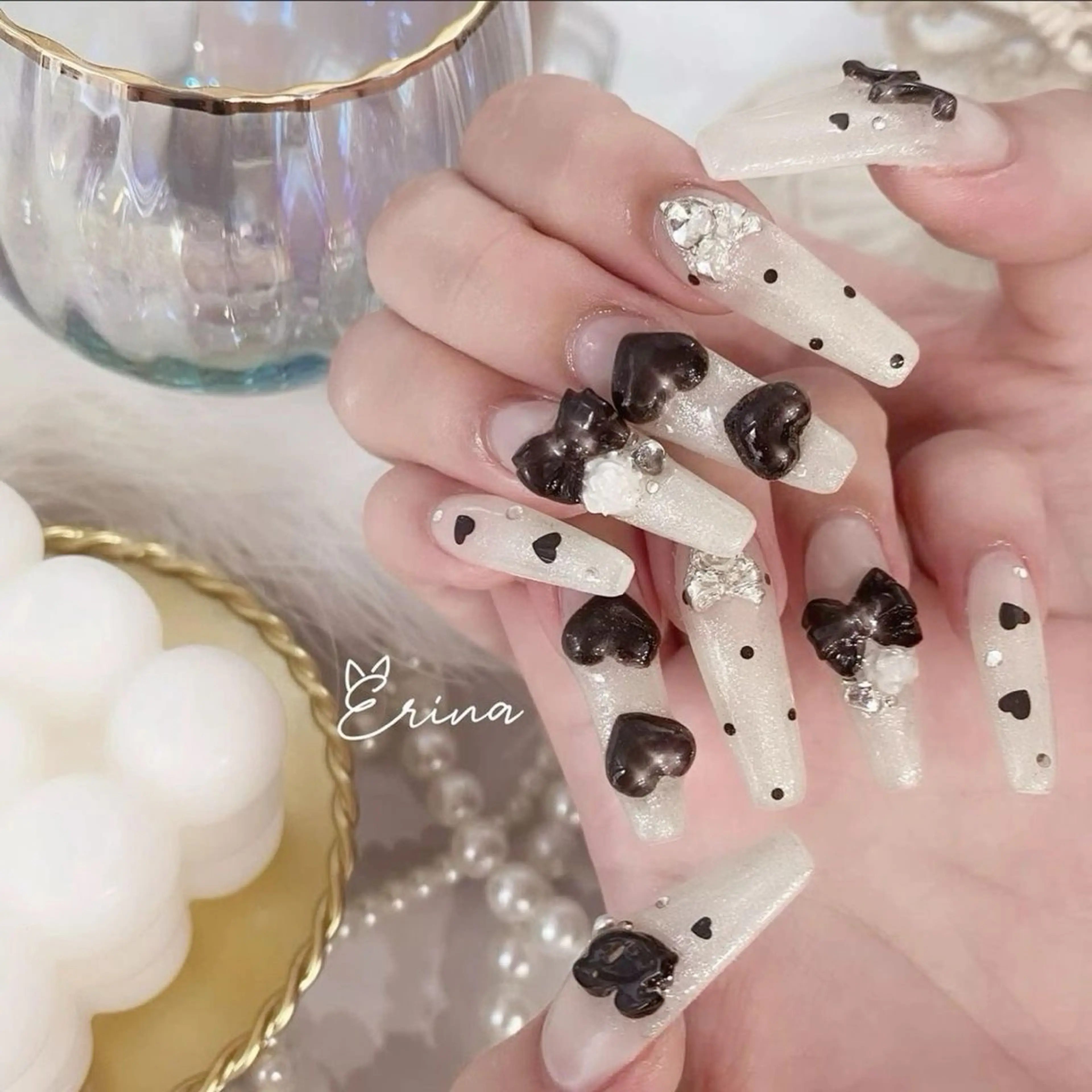 ネイル 長さ出し マグネットネイル ピンク ネイルチップ 冬ネイル Lee Nailsのネイルデザイン
