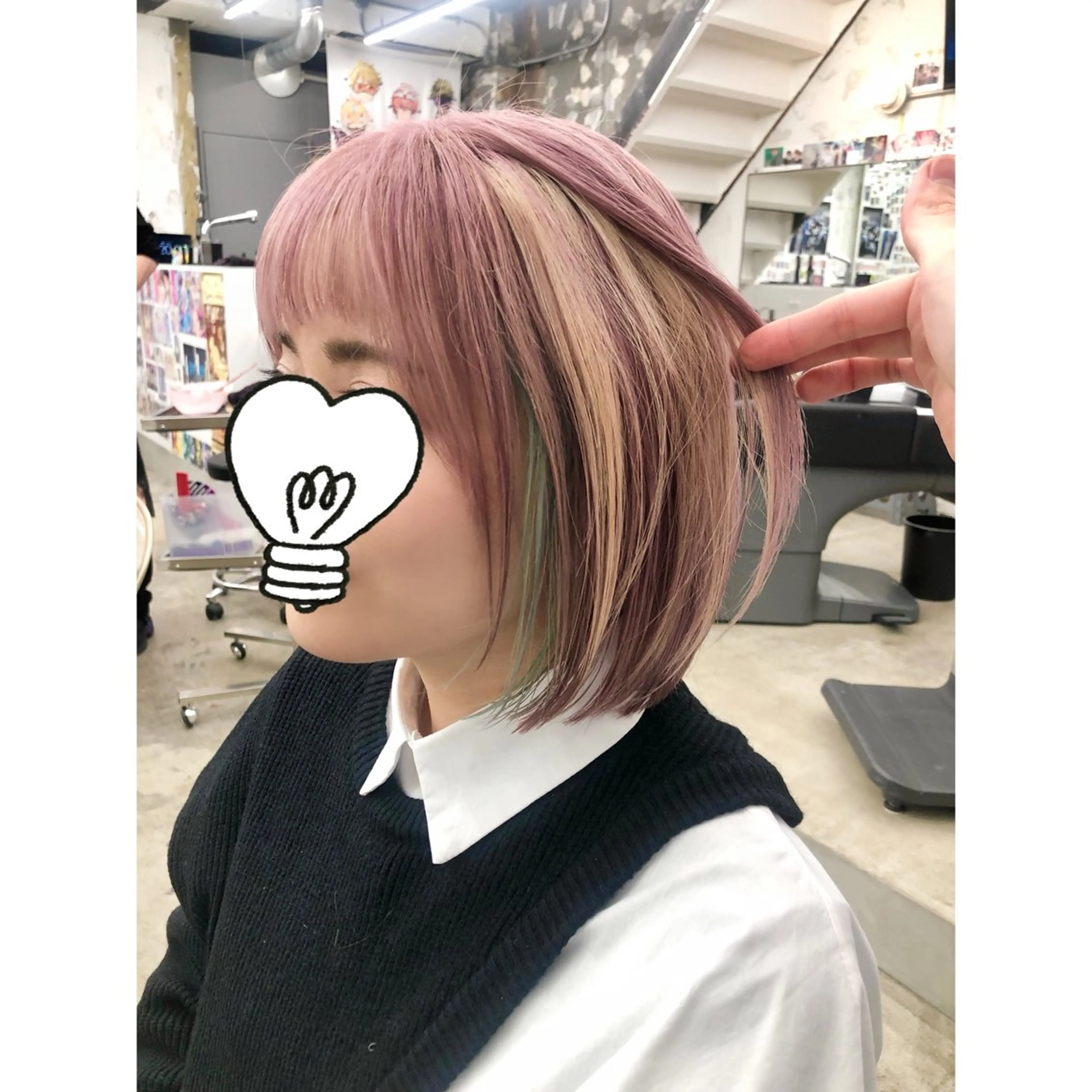 ショート カラー ベージュカラー ブリーチ ミント ミントグリーン ペールベージュ 推しカラー✨ オタク美容師ユウカのヘアスタイル