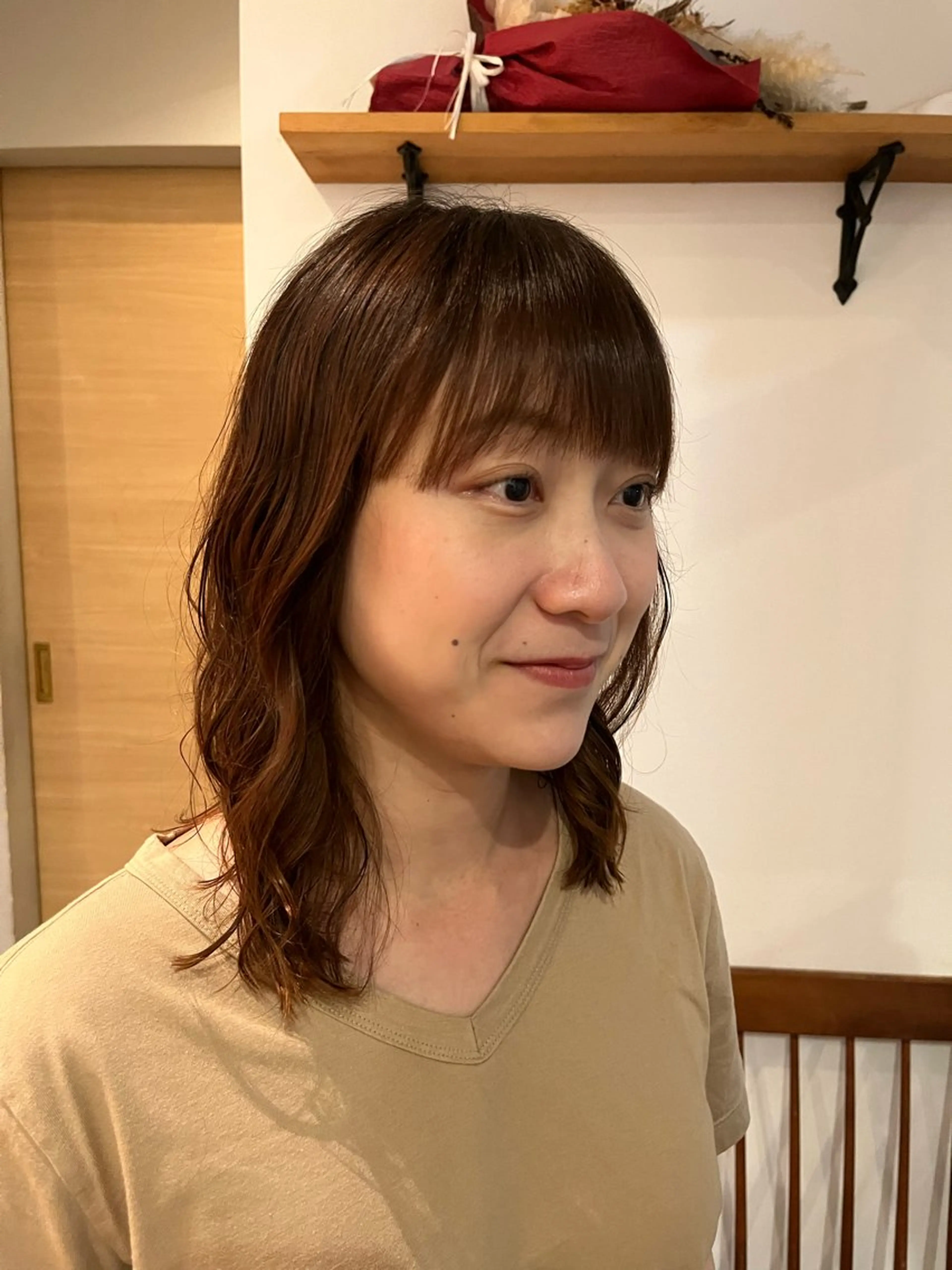 ミディアム パーマ カット パーマ ショート/ボブ/透明 感カラー/高橋あみのヘアスタイル