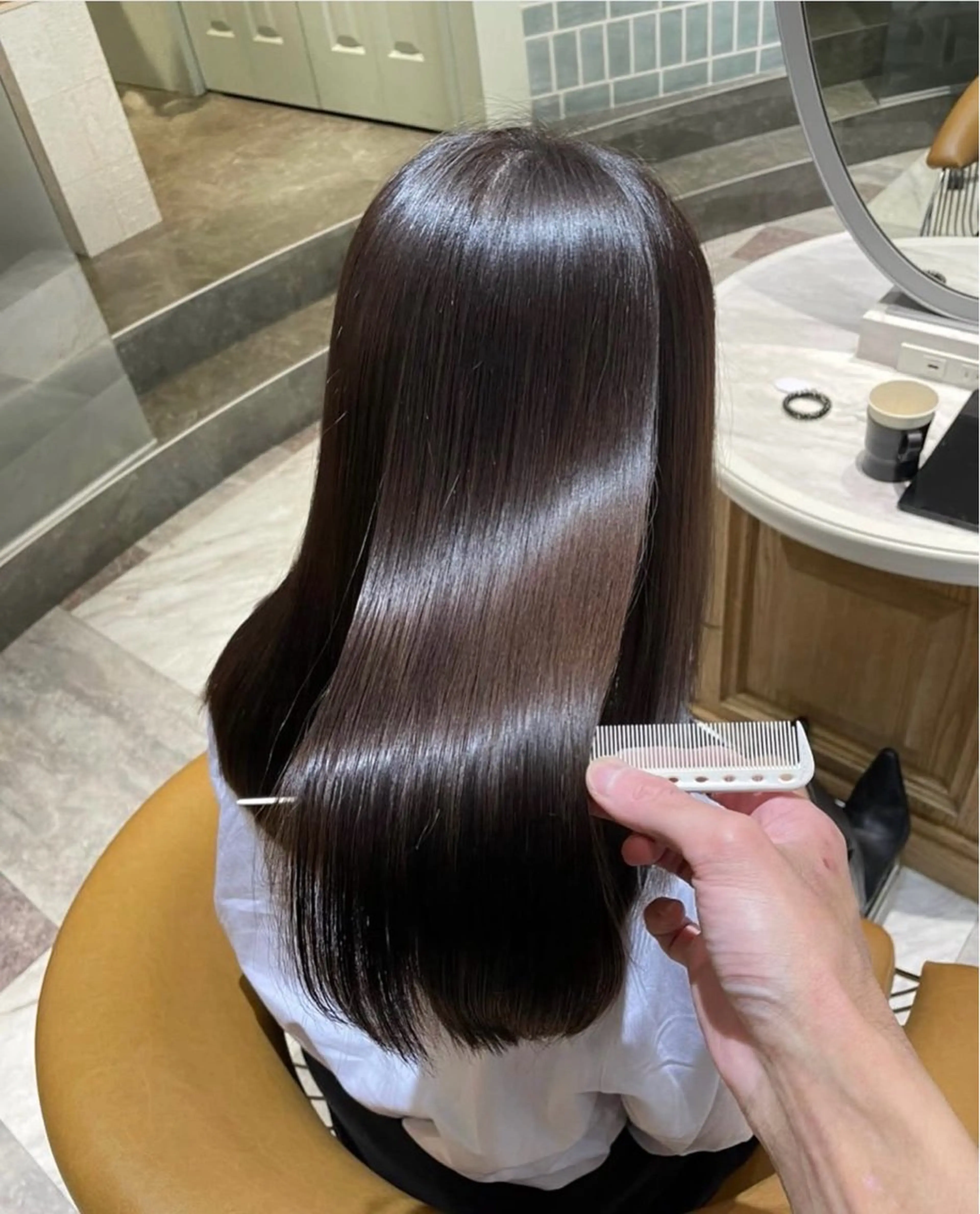 ミディアム ボブ ハイライト 髪質改善 矢口 明莉のヘアスタイル