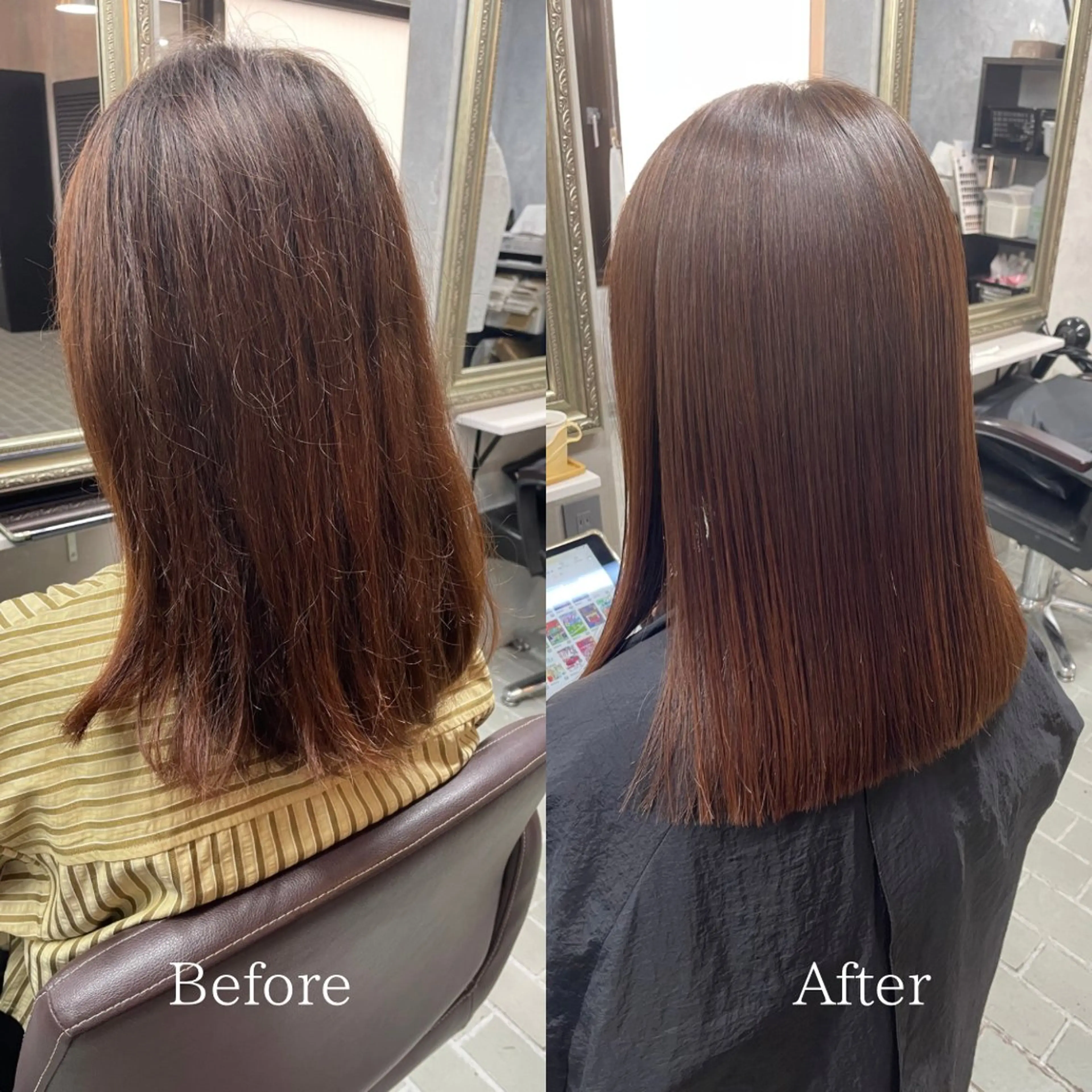 セミロング 縮毛矯正 カット 縮毛矯正 トリートメント 艶髪/透明感カラー 山﨑俊輔のヘアスタイル