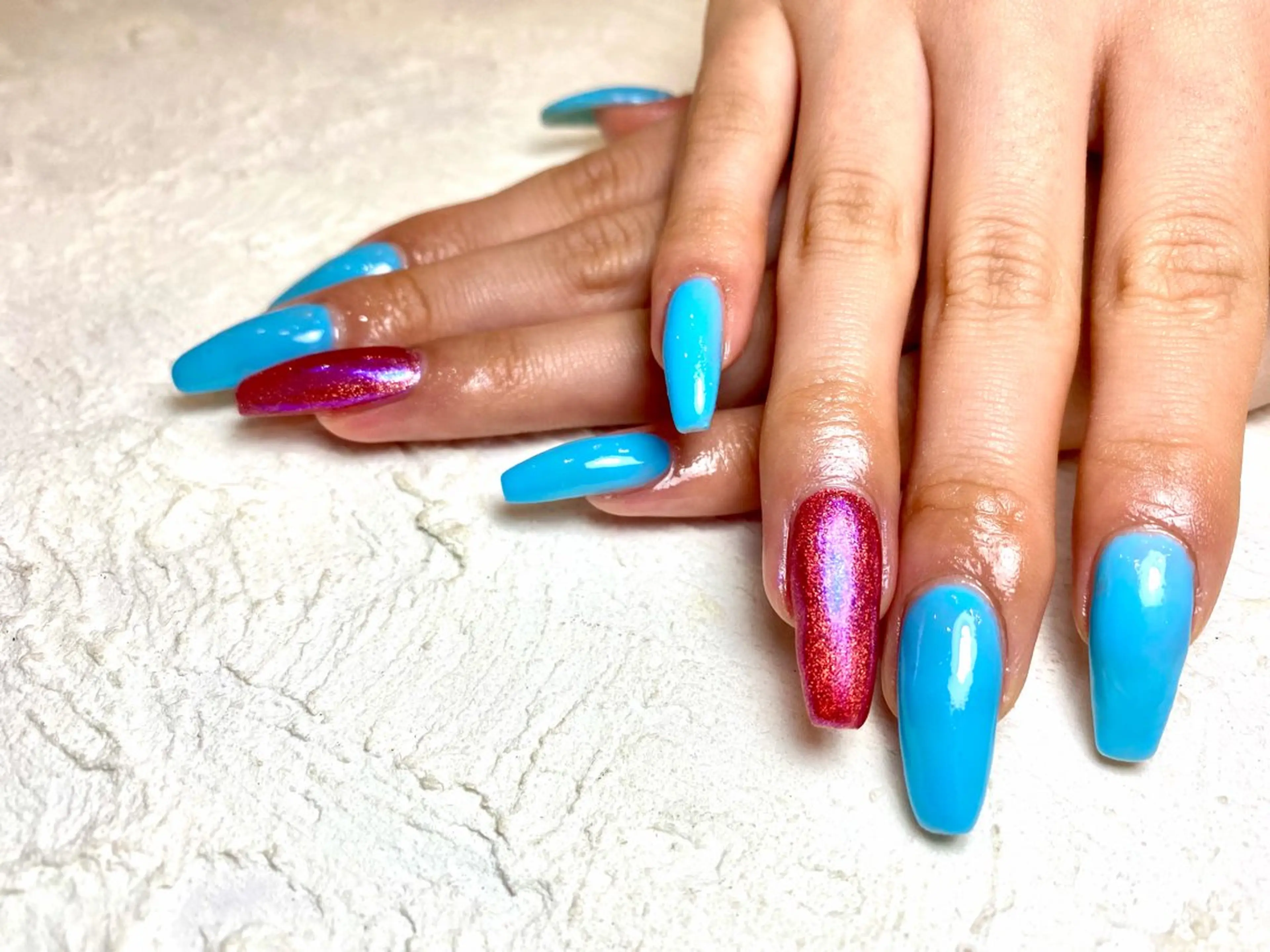 ロングチップ10本長さ出し×ワンカラー(マグ/フラッシュOK✨)×パーツ2個付🎵オフ代込の写真