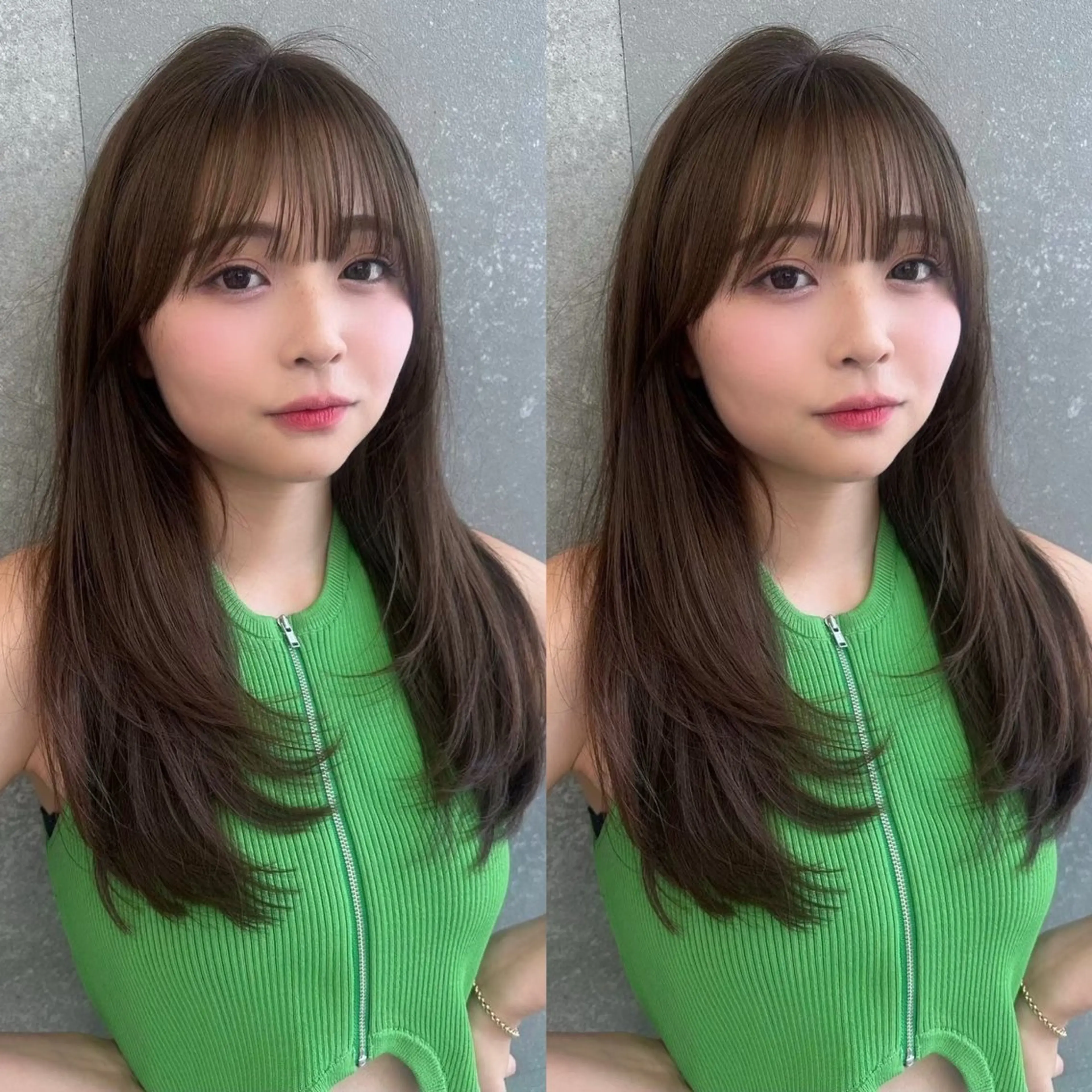 セミロング カラー カット ヘアカラー トリートメント ヘアセット レイヤーダブルカラー KYONのヘアスタイル