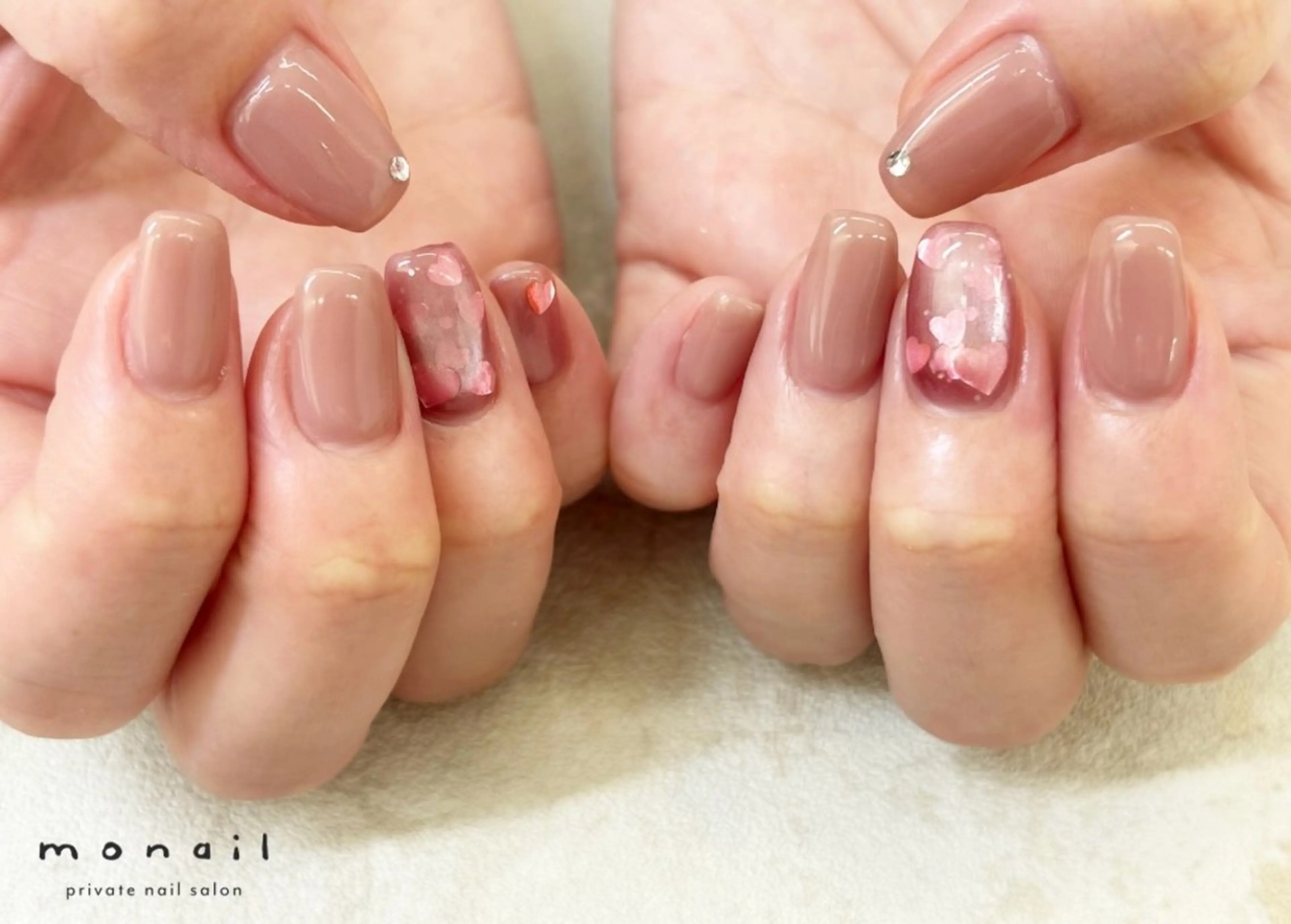 ネイル ハート ハンドネイル nail salon monailのネイルデザイン