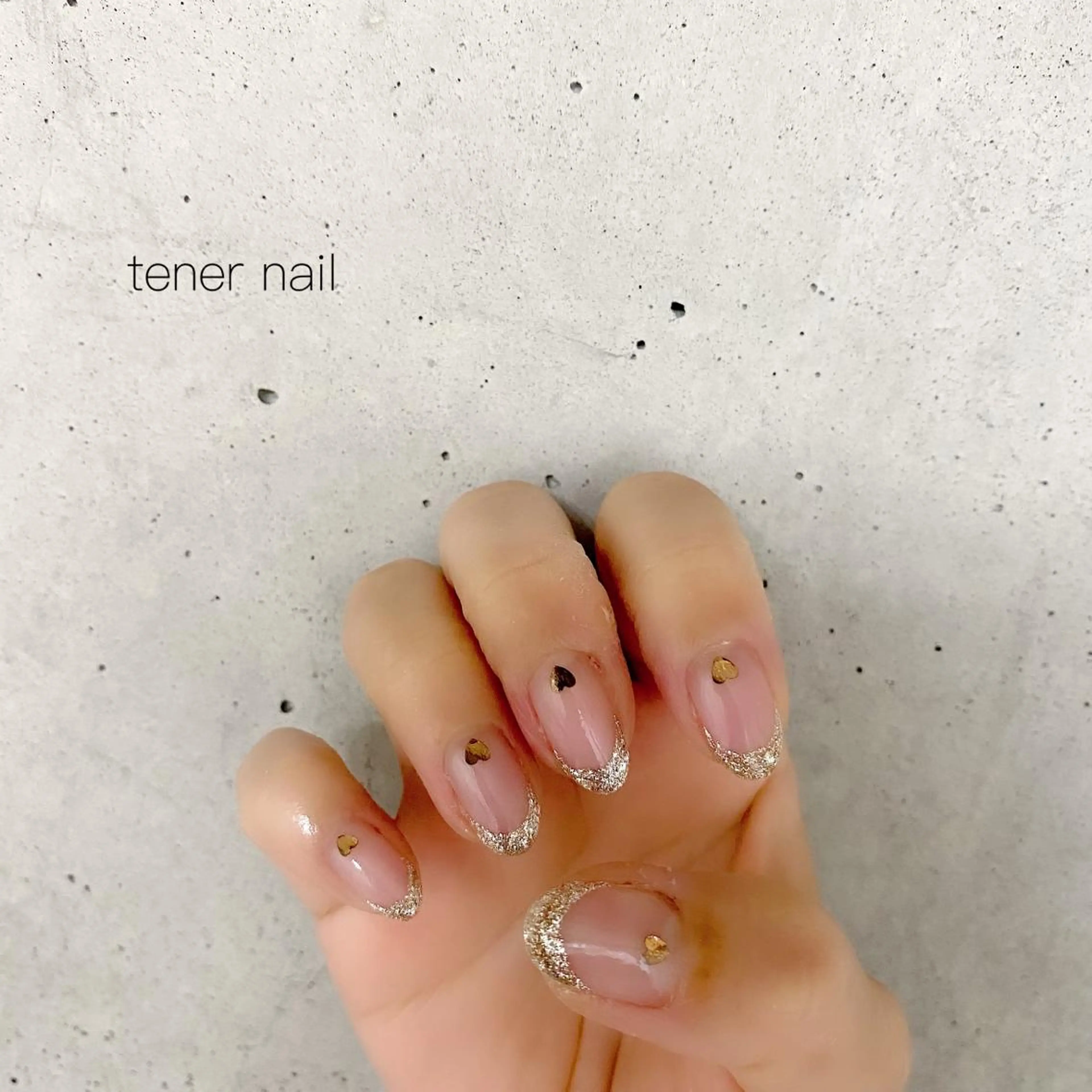ネイル フレンチネイル ハート ラメ(グリッター) テネルネイル tener nailのネイルデザイン