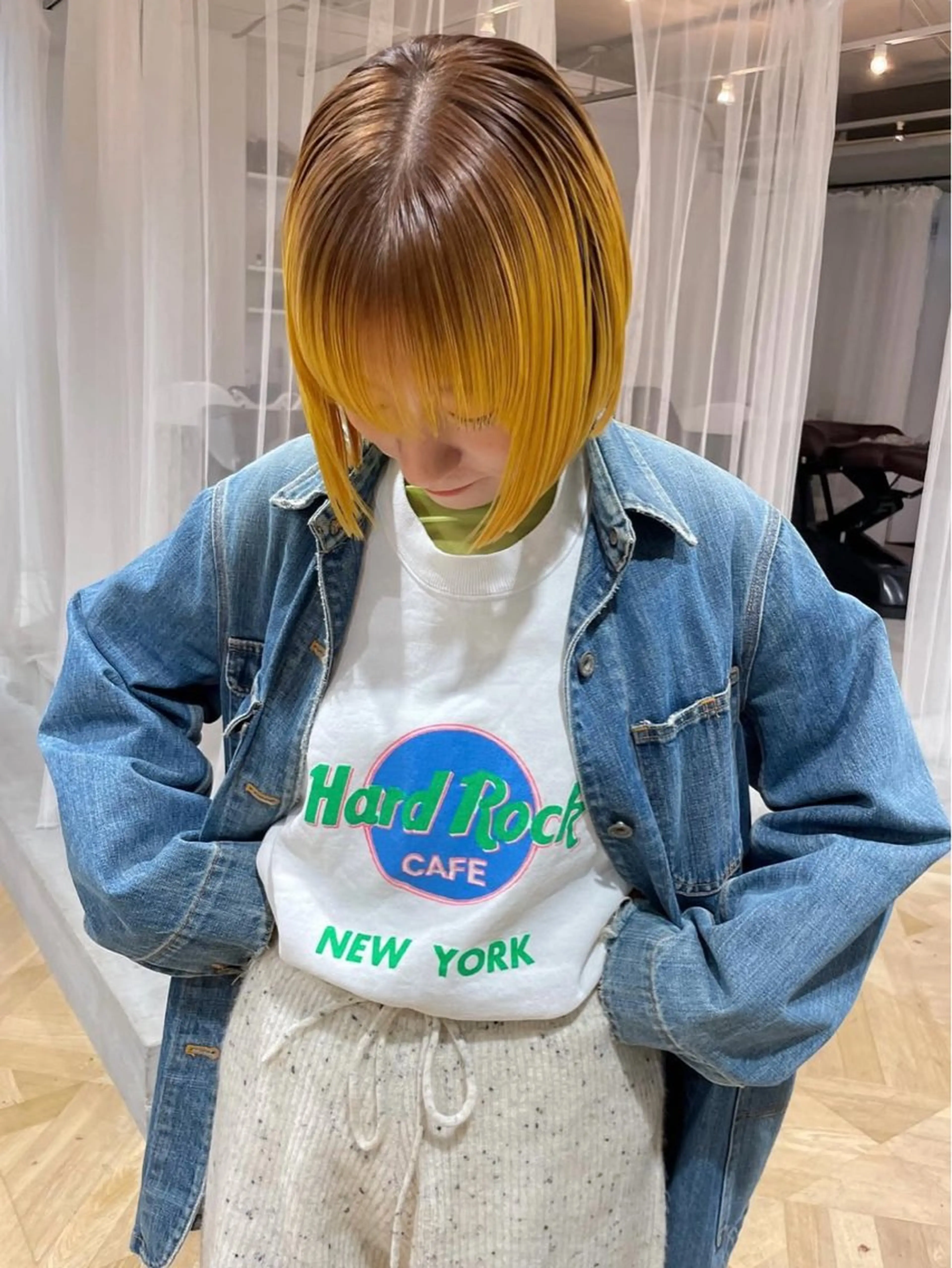 ショート イエローカラー パーマ 🍄Kurumi🍄のヘアスタイル