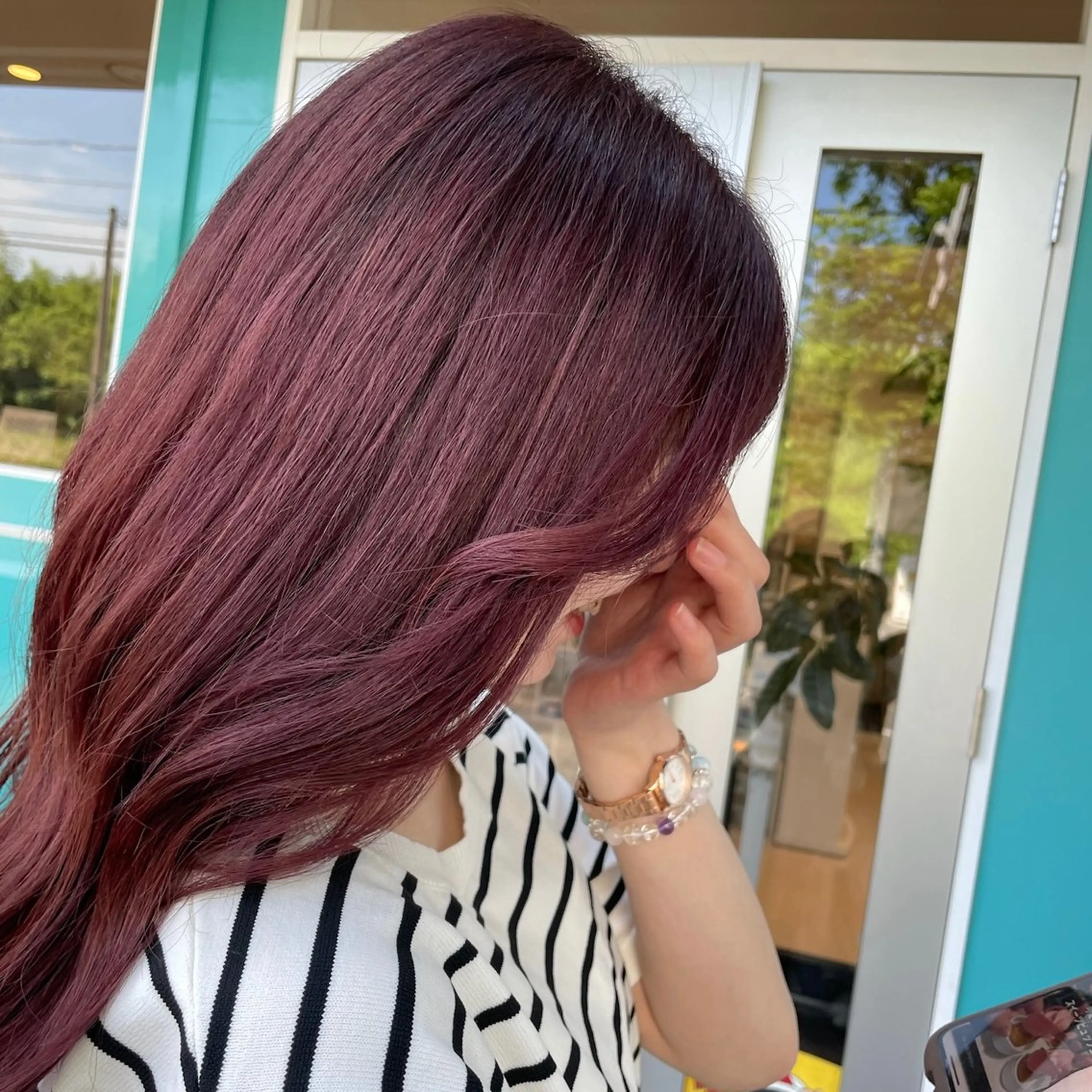 ミディアム カラー 鼎一真ハイトーン/ パーマ/何でも屋さんのヘアスタイル