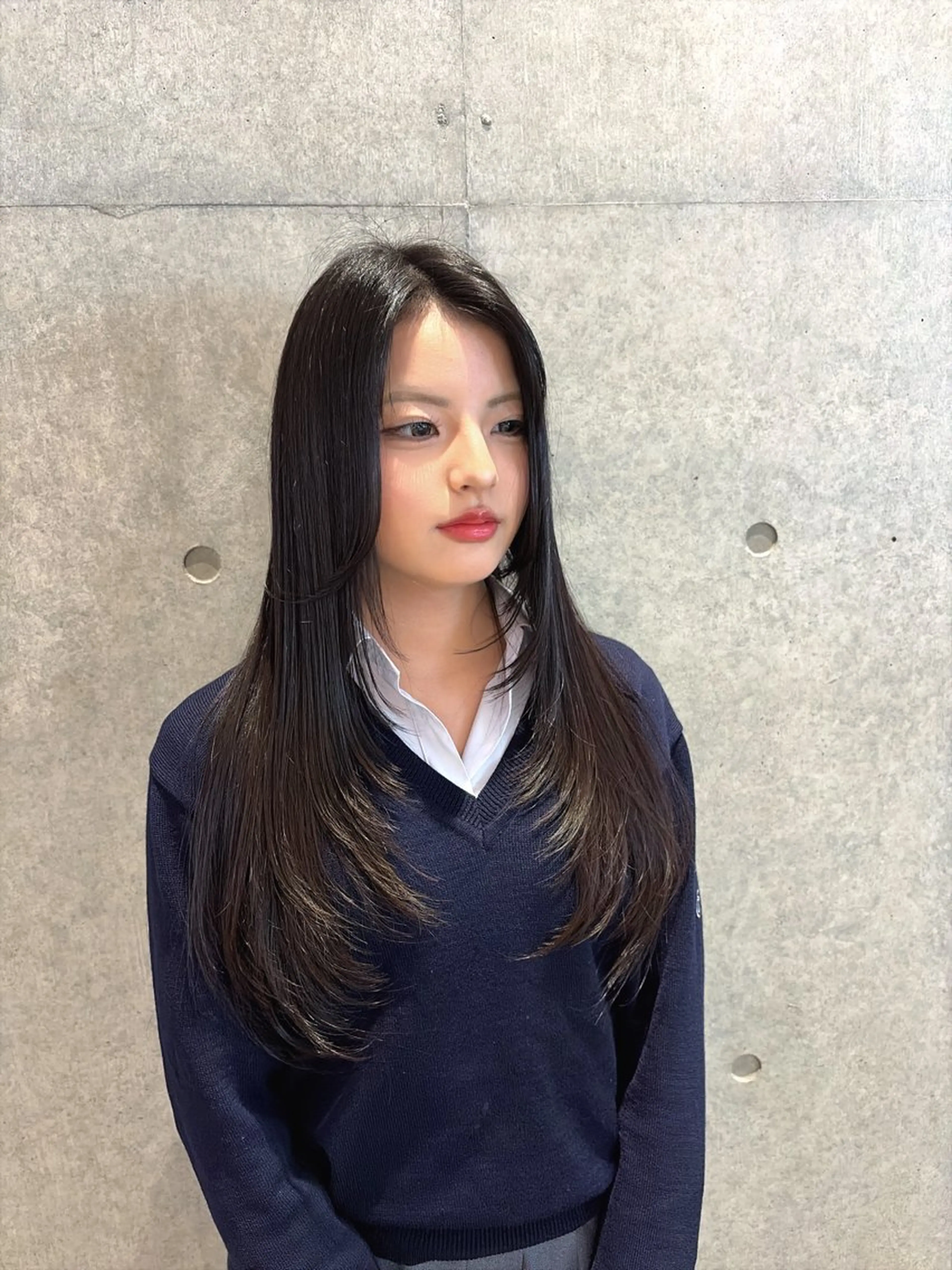 ロング ハイレイヤー レイヤーカット カット 南 菜花のヘアスタイル