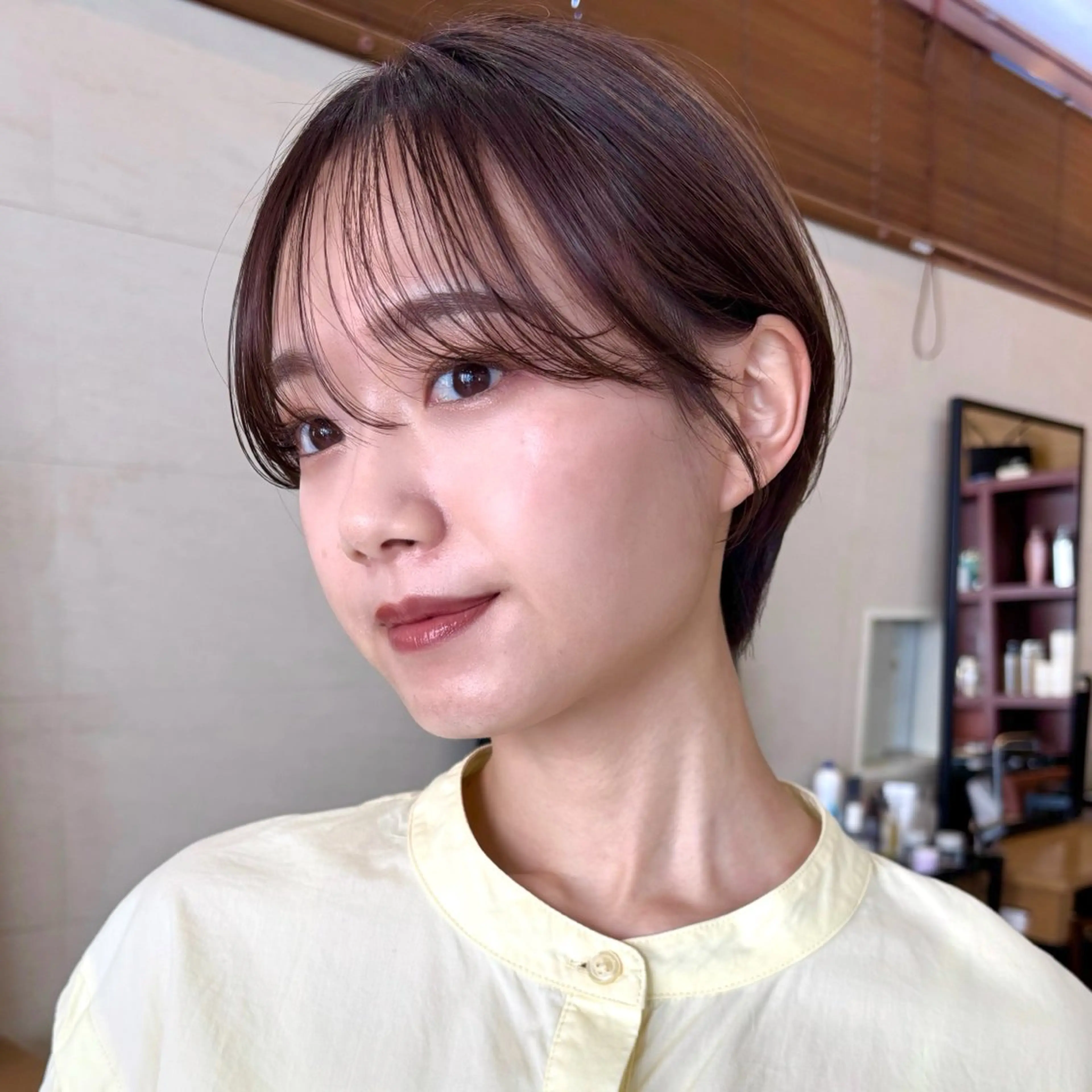 ショート カラー 丸みショート ブラウンカラー ココアブラウン 似合わせカット ショートヘア カット ヘアカラー トリートメント 顔まわり🥨レイヤー /透明感/水口舞奈のヘアスタイル