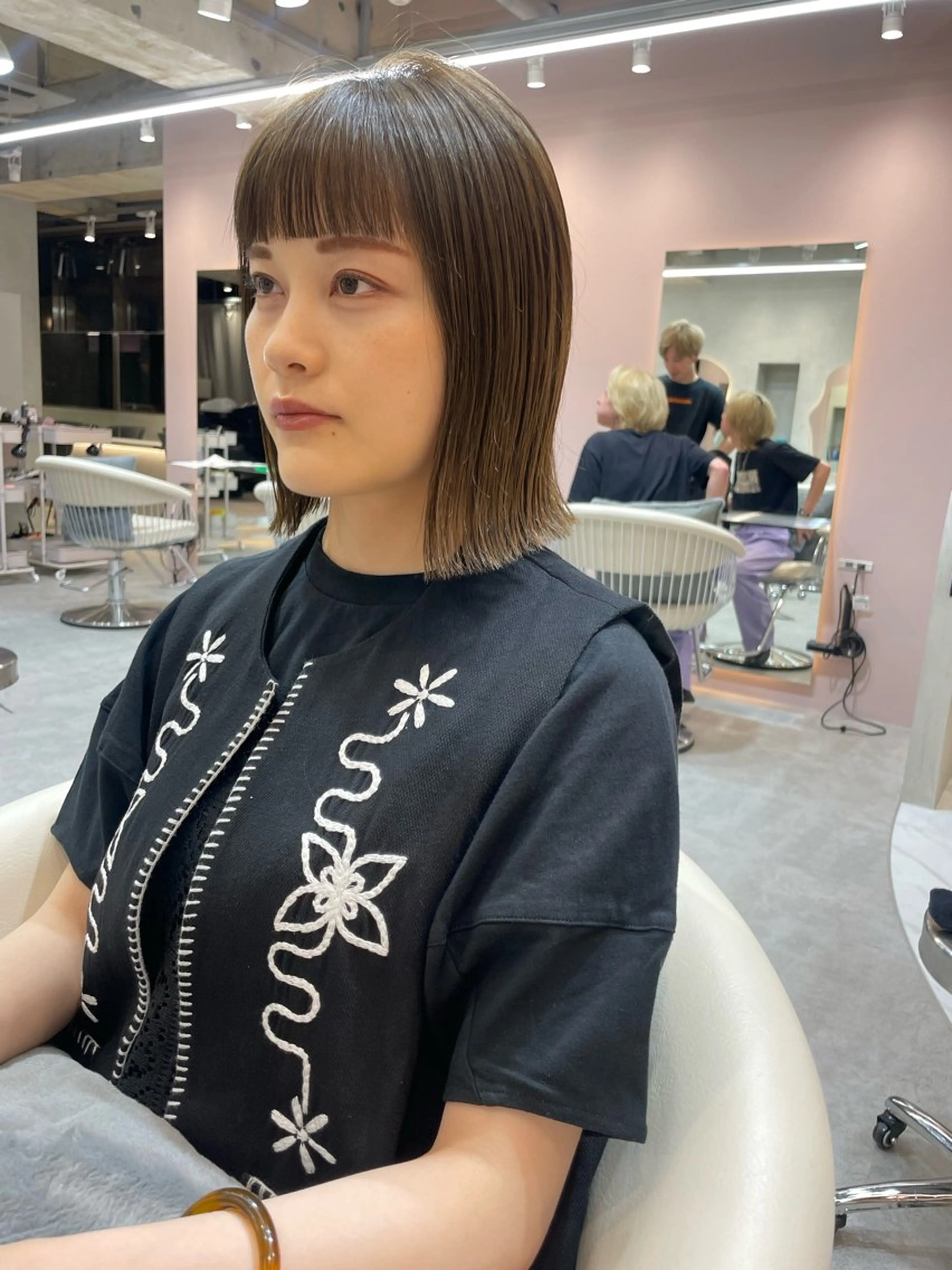 ショート 切りっぱなしボブ ボブ レイヤー縮毛矯正 ささきすずね💗のヘアスタイル