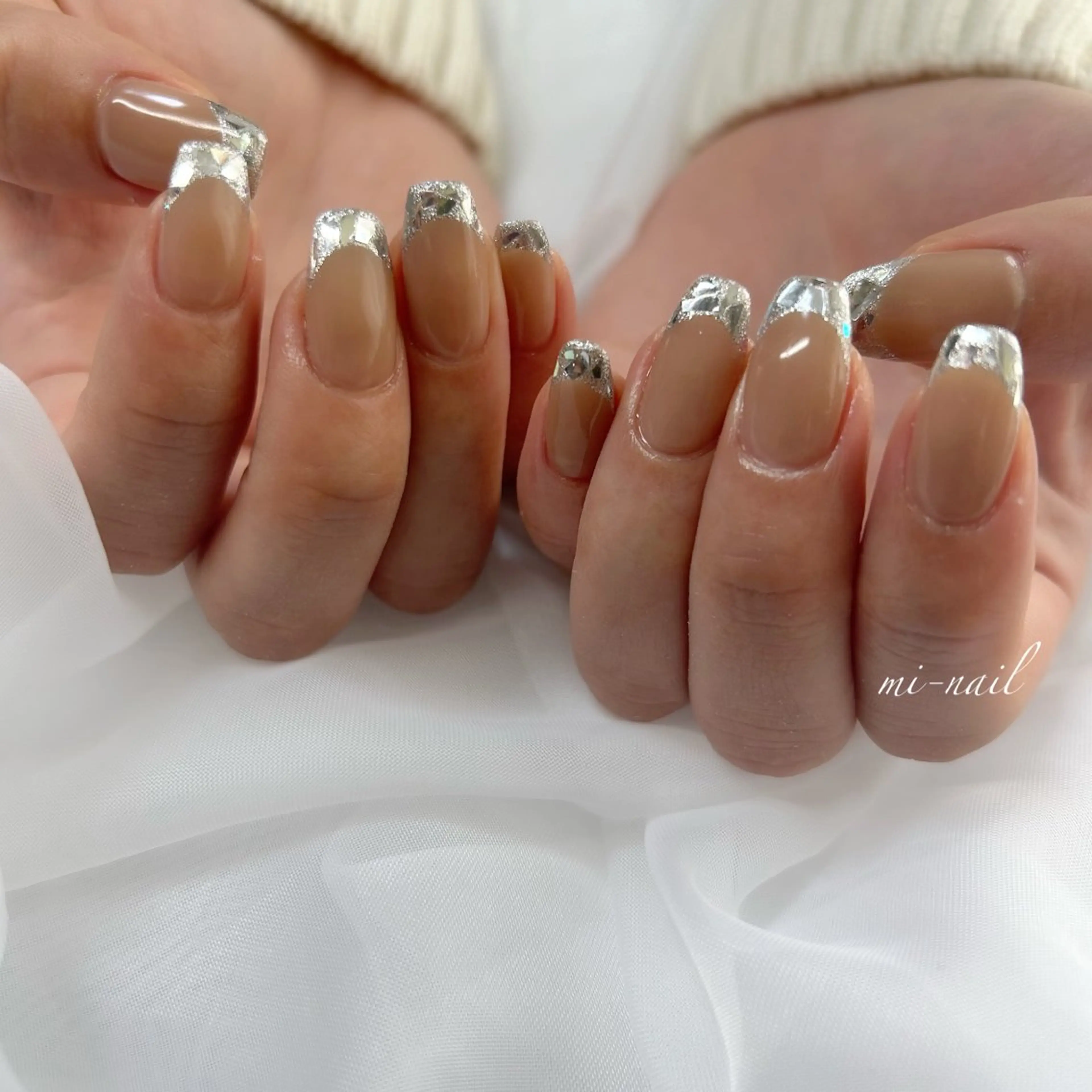 ネイル フレンチネイル ガラスフレンチ ハンドネイル ..mi-nail ..のネイルデザイン