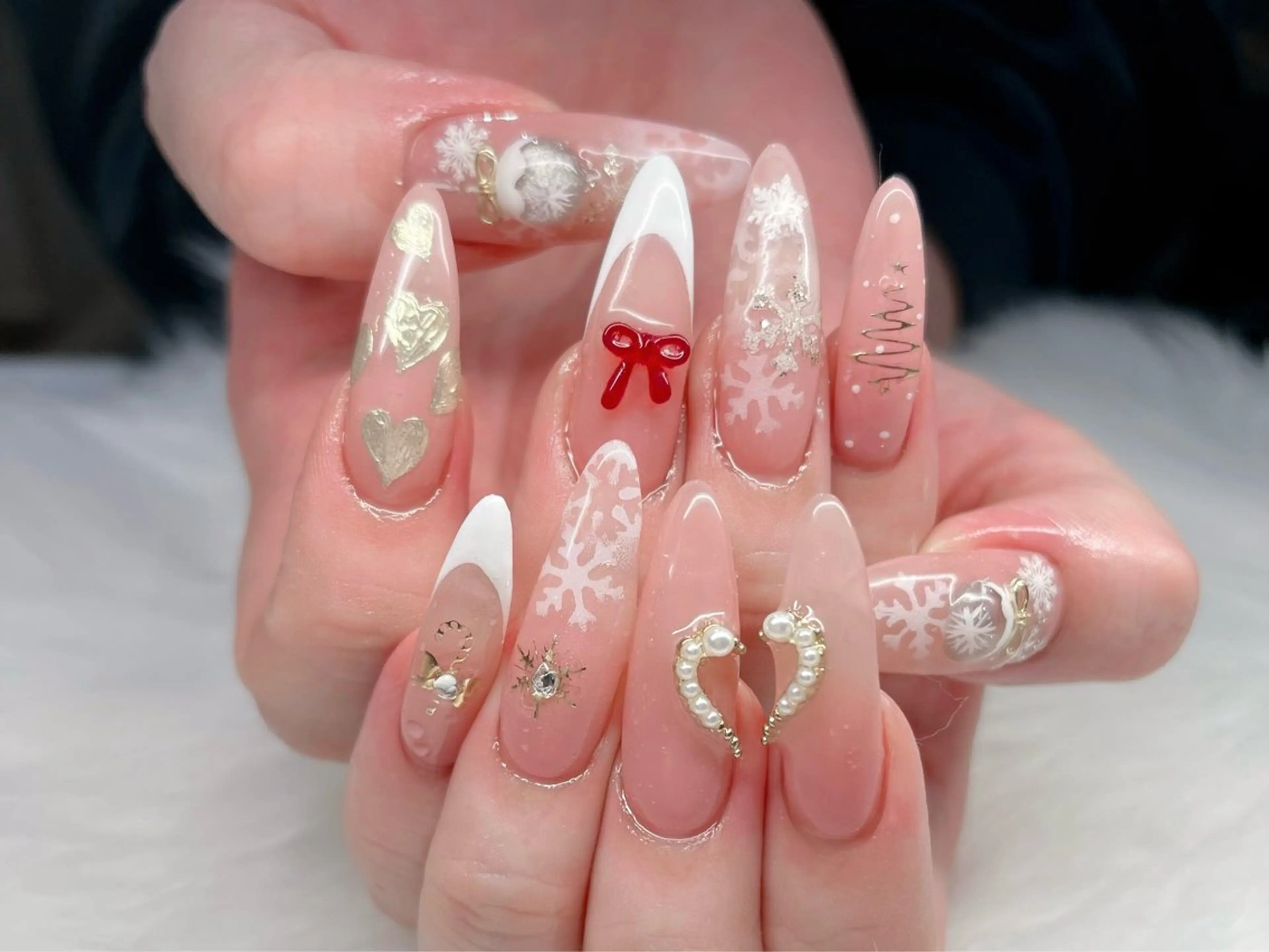 ネイル フレンチネイル ガラスフレンチ ロングネイル マグネットネイル ミラーネイル ハンドネイル XIMINANAIL SALON堀江店のネイルデザイン