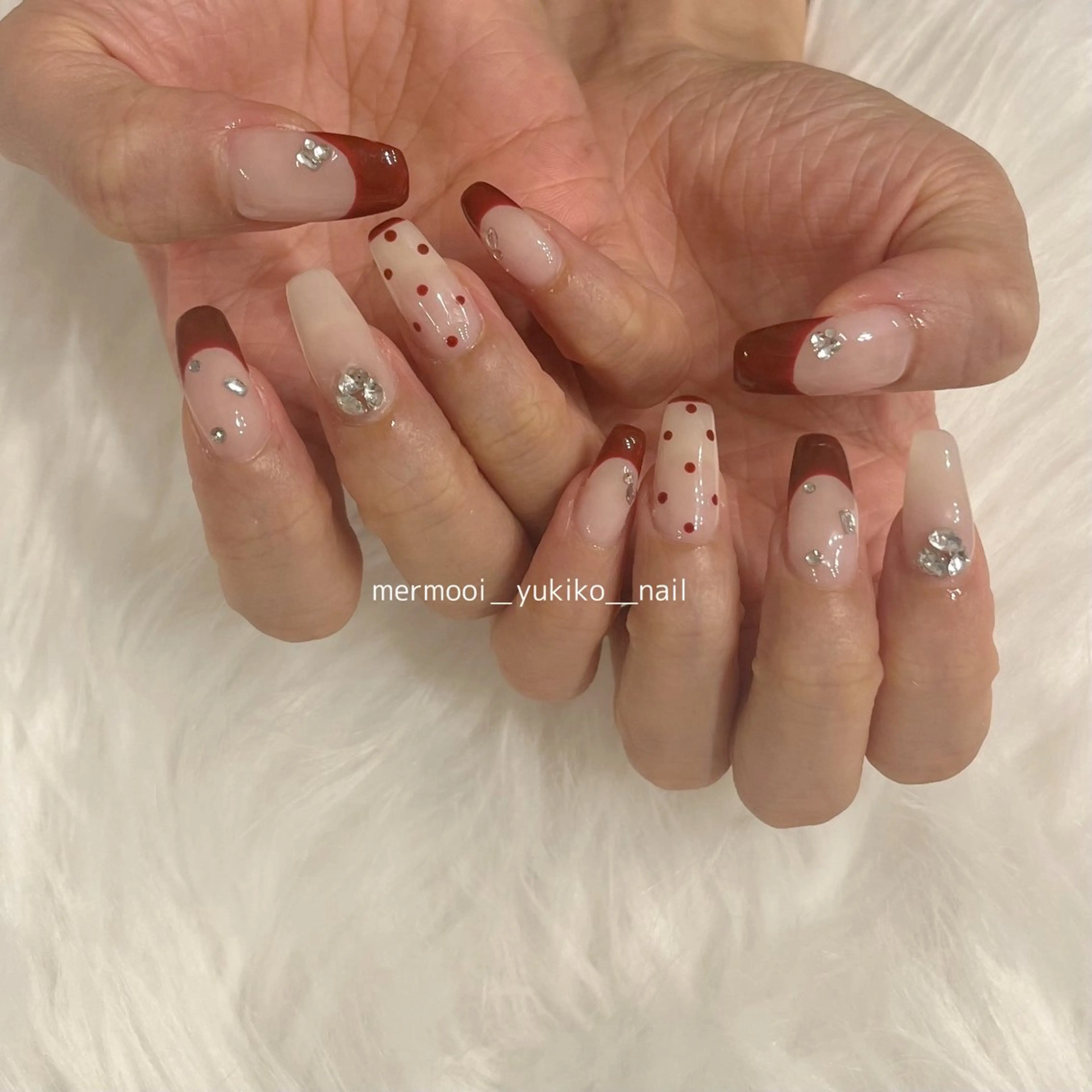 ネイル ボルドー フレンチネイル ニュアンスネイル ハンドネイル melumooi nailのネイルデザイン
