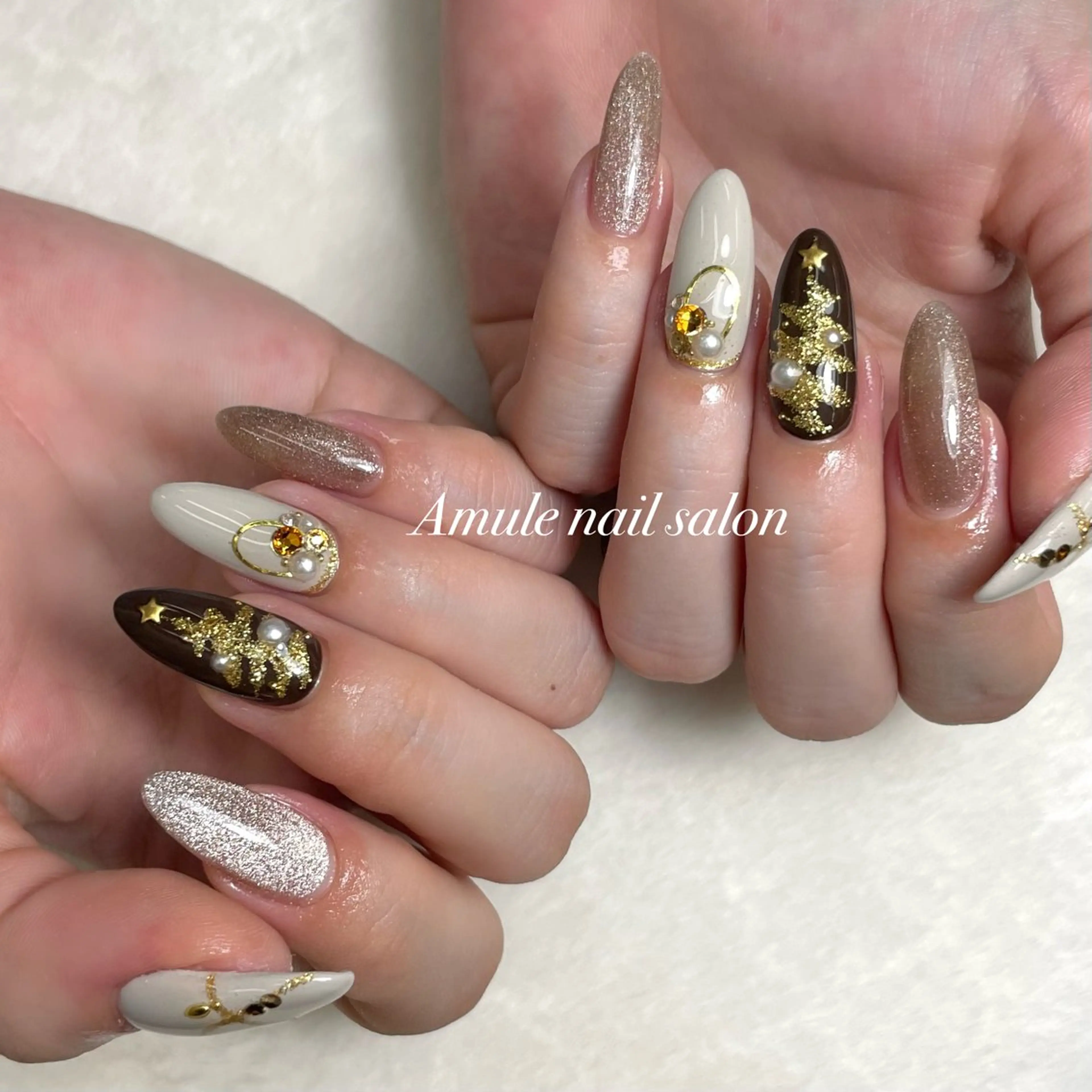 ネイル 冬ネイル クリスマス ハンドネイル Amule nailsalonのネイルデザイン