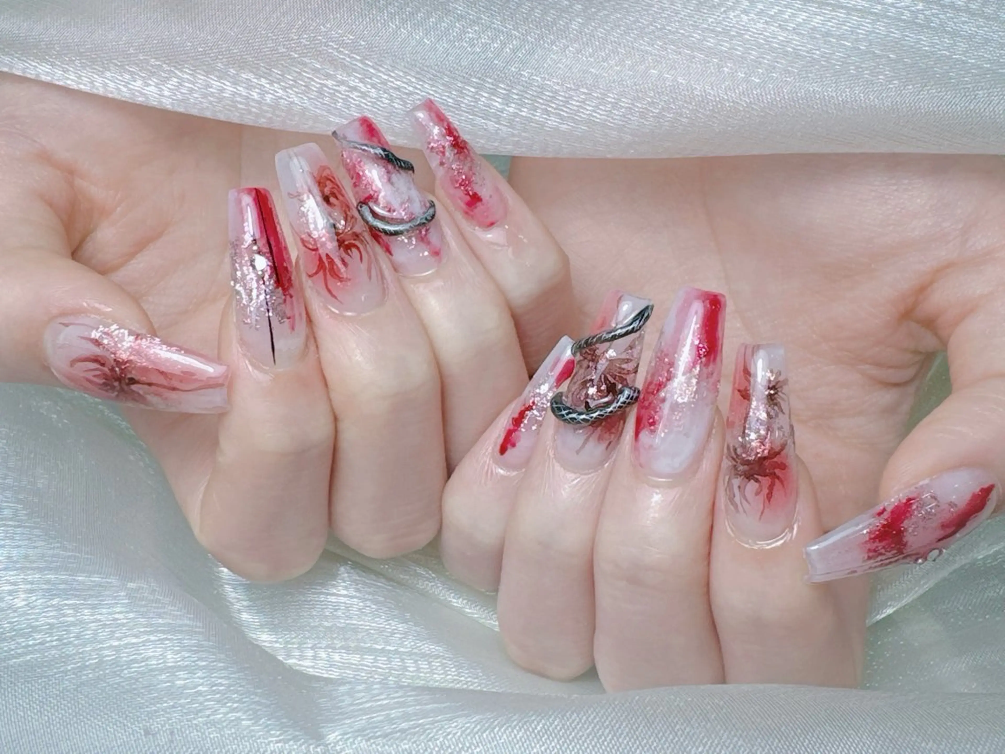 ネイル 長さ出し フレンチネイル ジェルネイル ガラスフレンチ 韓国ネイル HD Studioのネイルデザイン